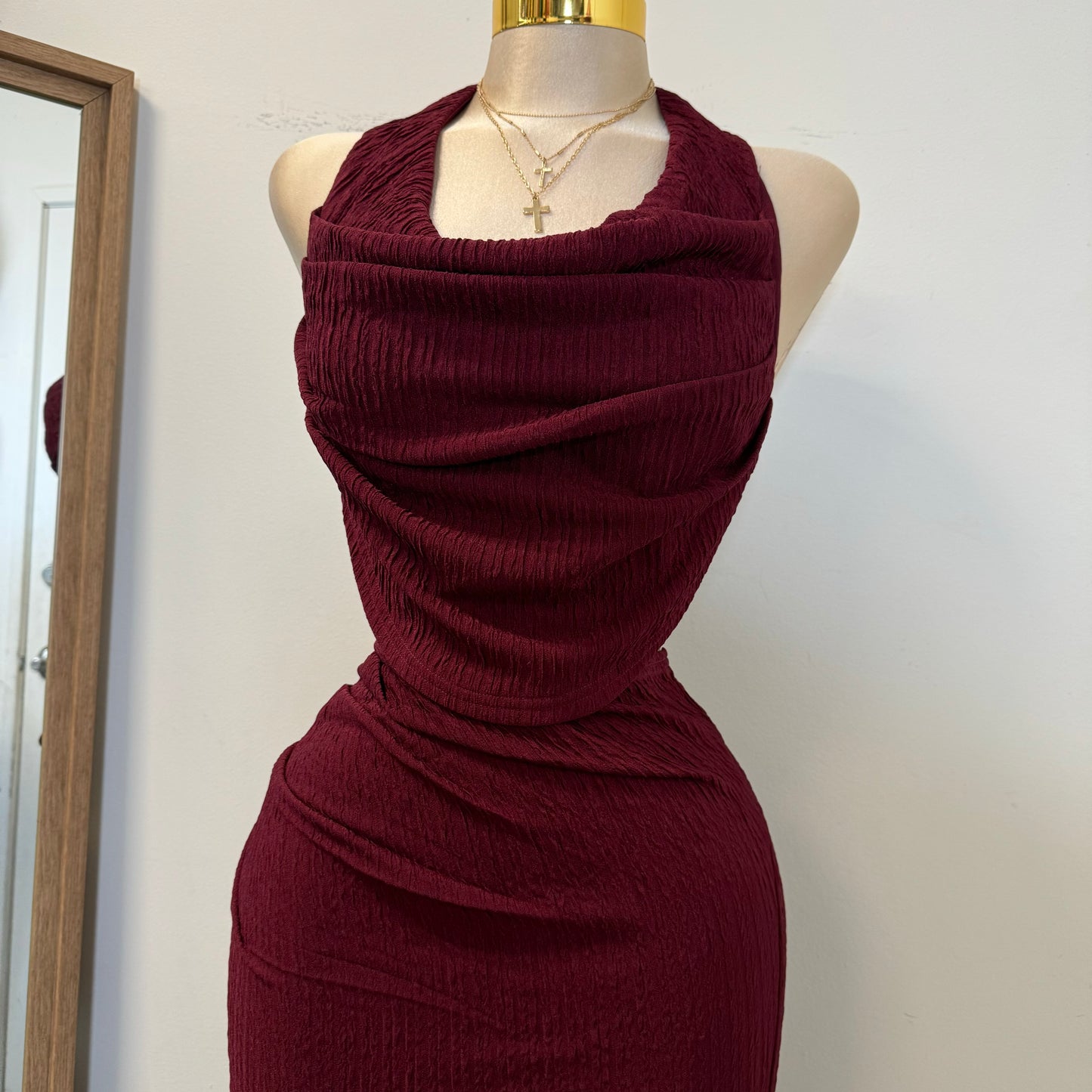 Coco Two Piece Skirt Set-Burgundy