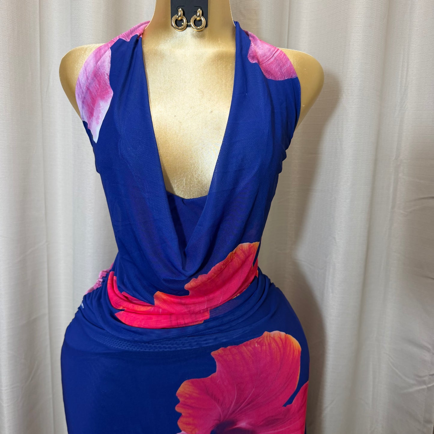 PL-Halter Long Dress-Blue