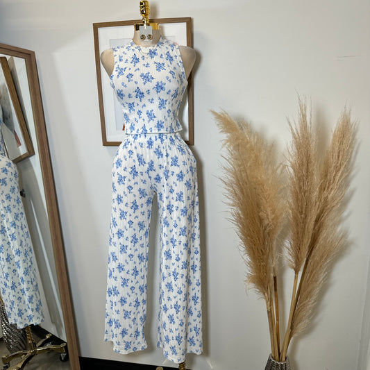 Tamara Two Piece Set-White/Blue