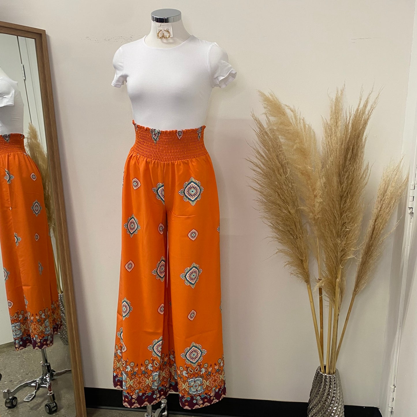 Mika Wide Leg Pants-Orange