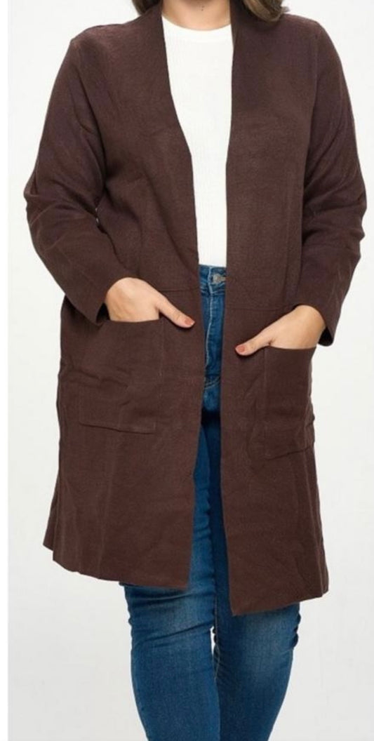 ADDY SWEATER CARDIGAN PL -BROWN