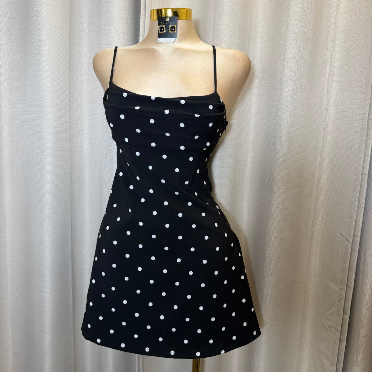 Polka Dot Mini Dress-Black/White