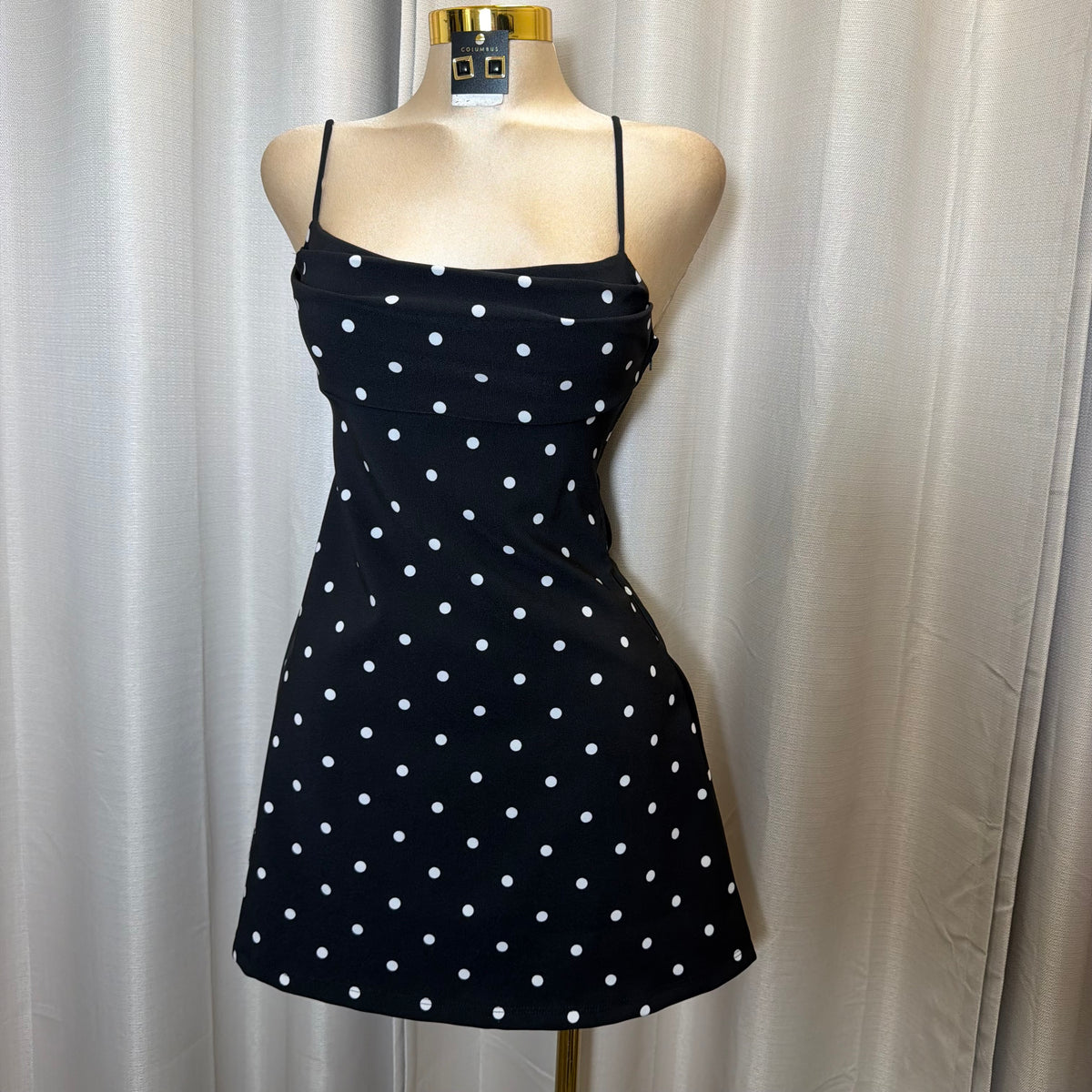 Polka Dot Mini Dress-Black/White