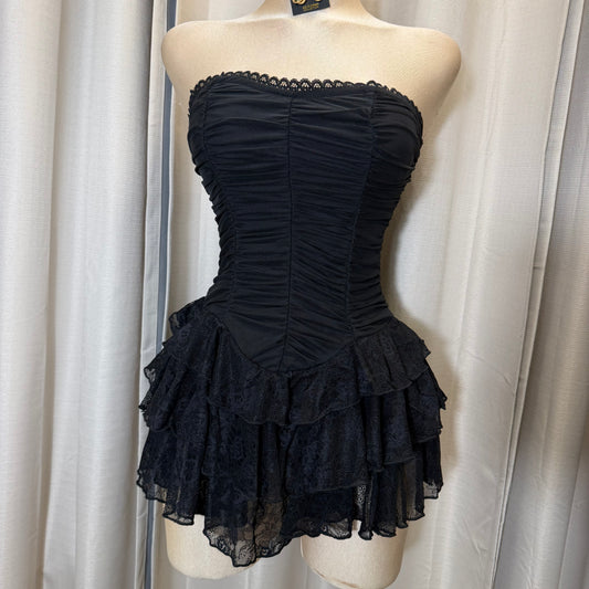 Tube Lace Mini flare dress-black