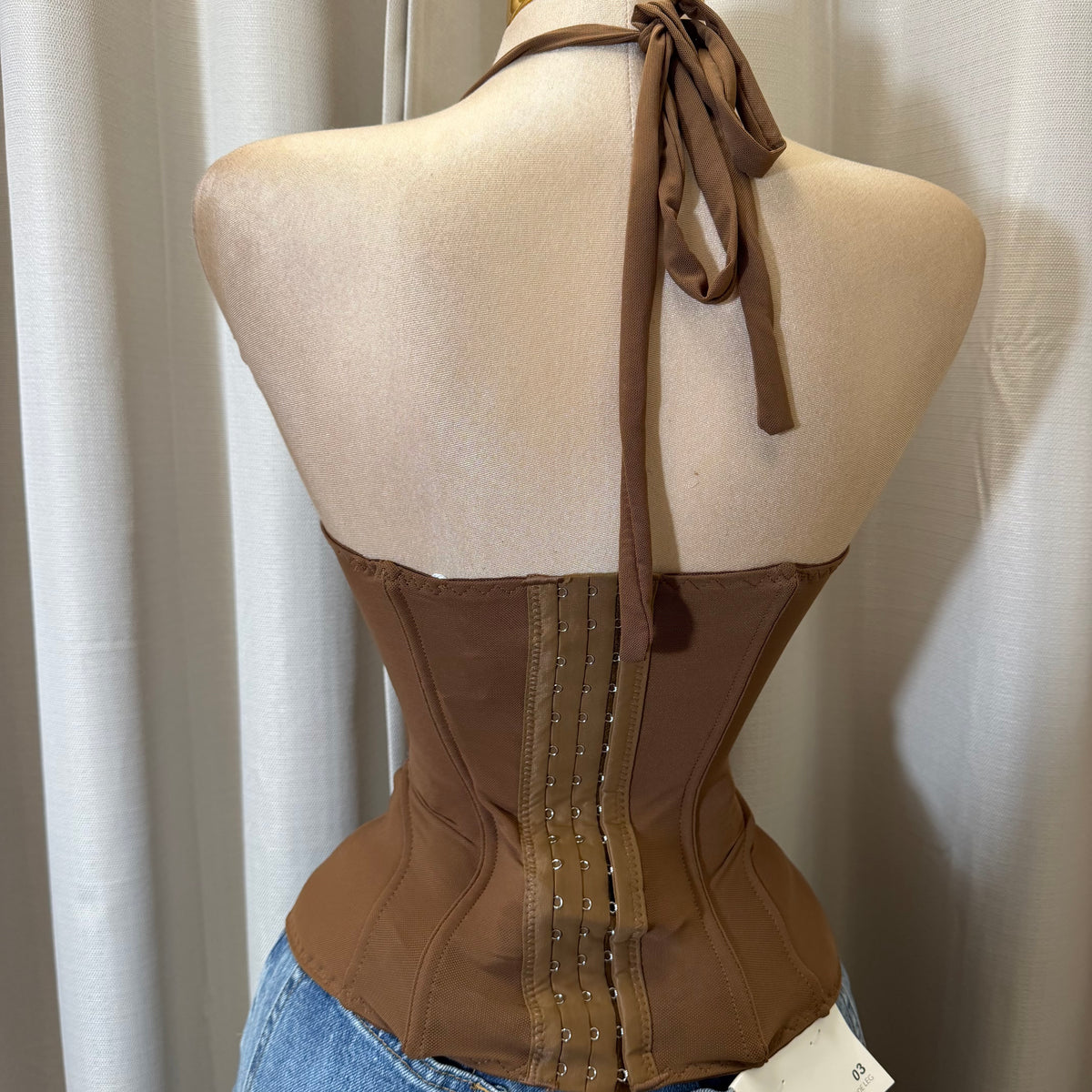 Halter Corset Top-Brown