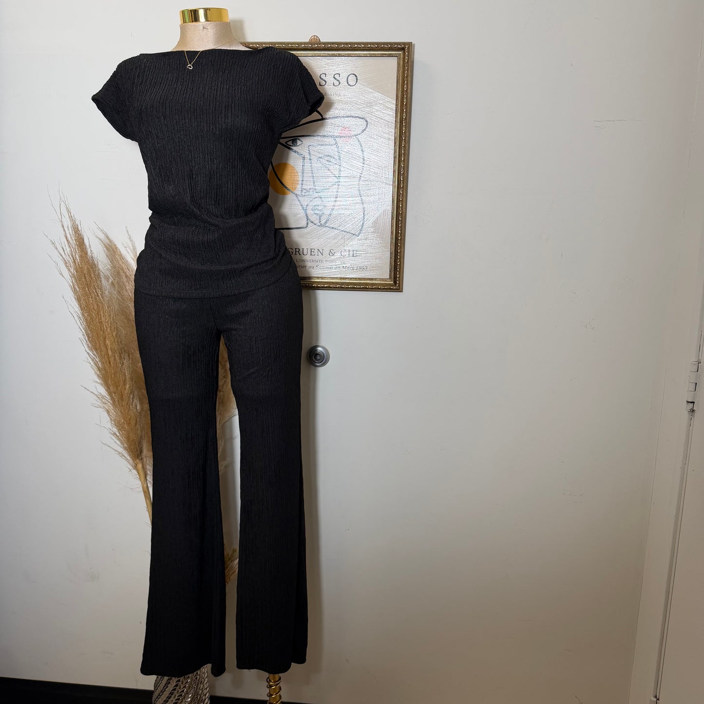 Timira Short Sleeve Pant set -Black