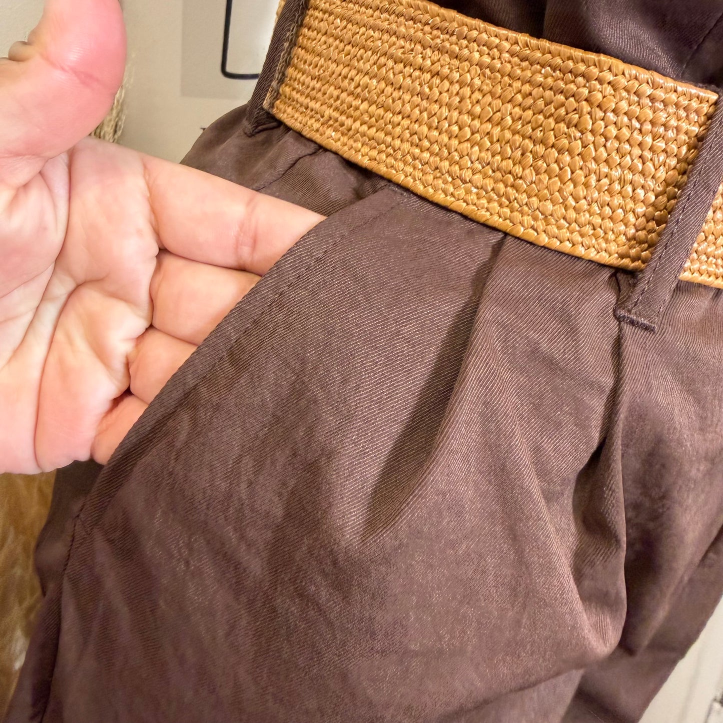 Linen Vest And Belted Short-Choco