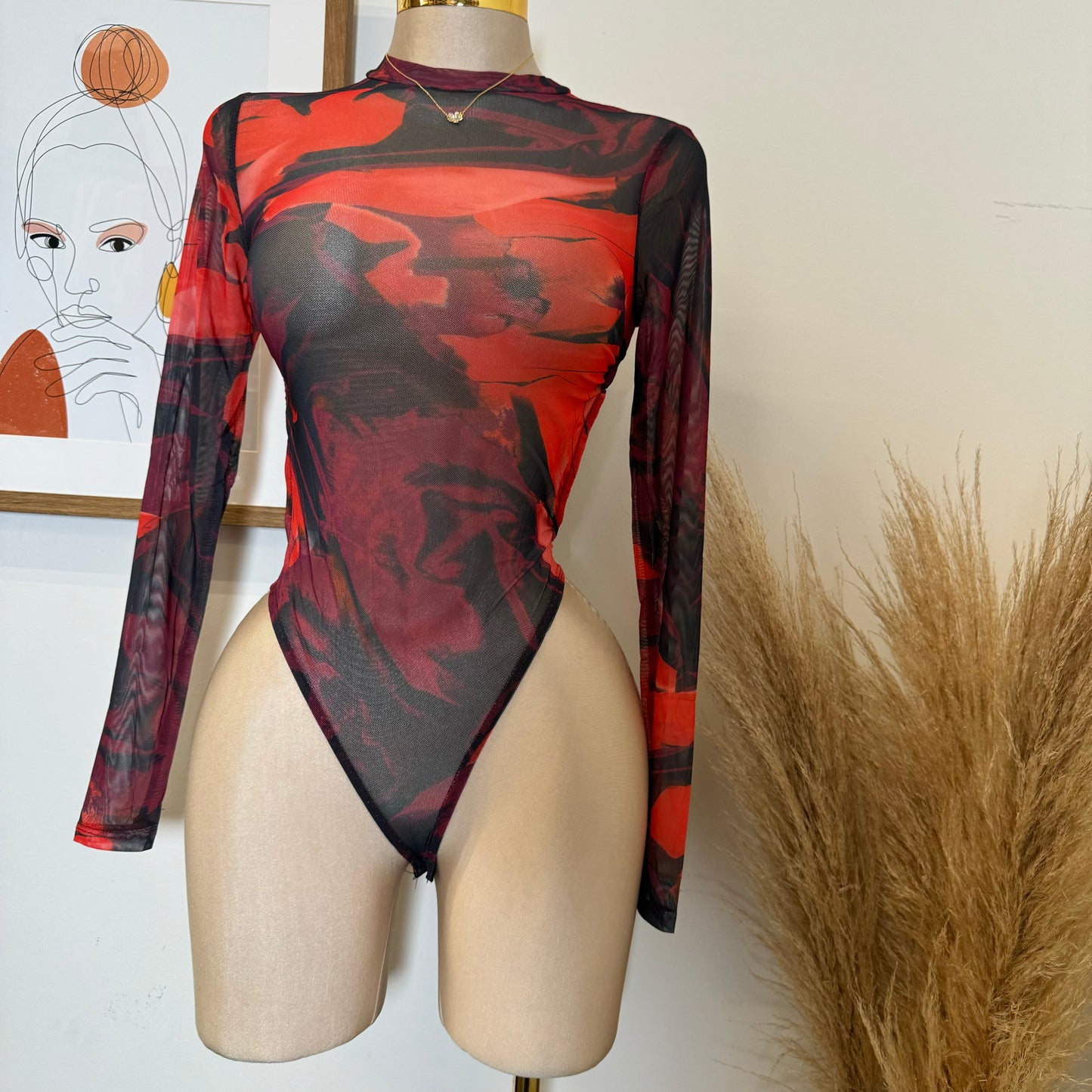 Open Back Bodysuit-Burgundy