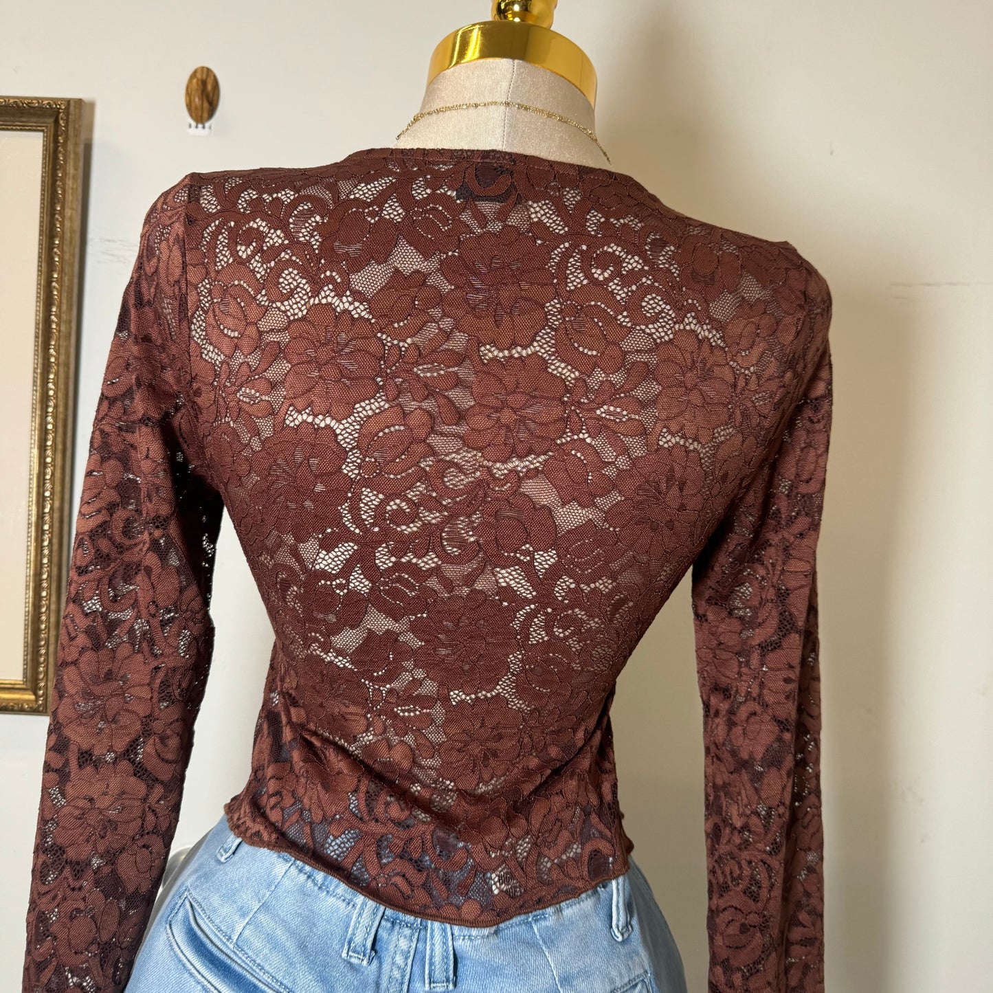 Sexy Long Sleeve Top-Brown