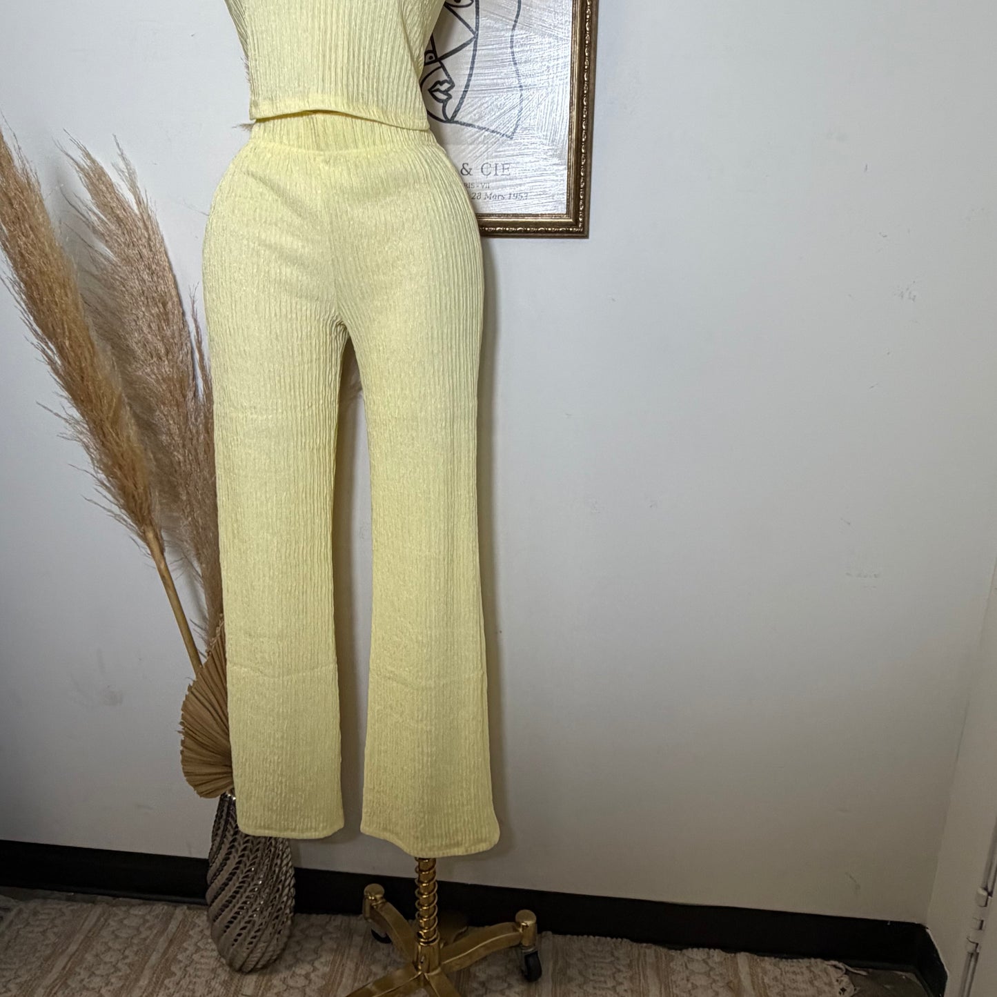 Tamara Short Sleeve Piece Set-Light Yellow