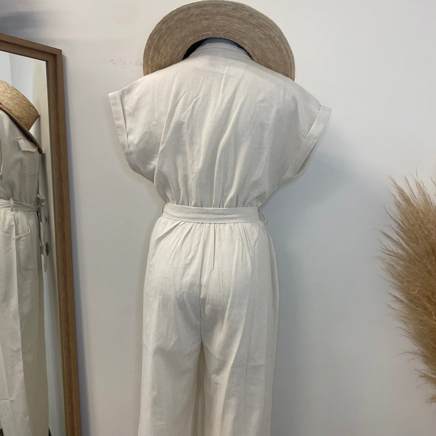 Blanca Linen Jumpsuit -Cream