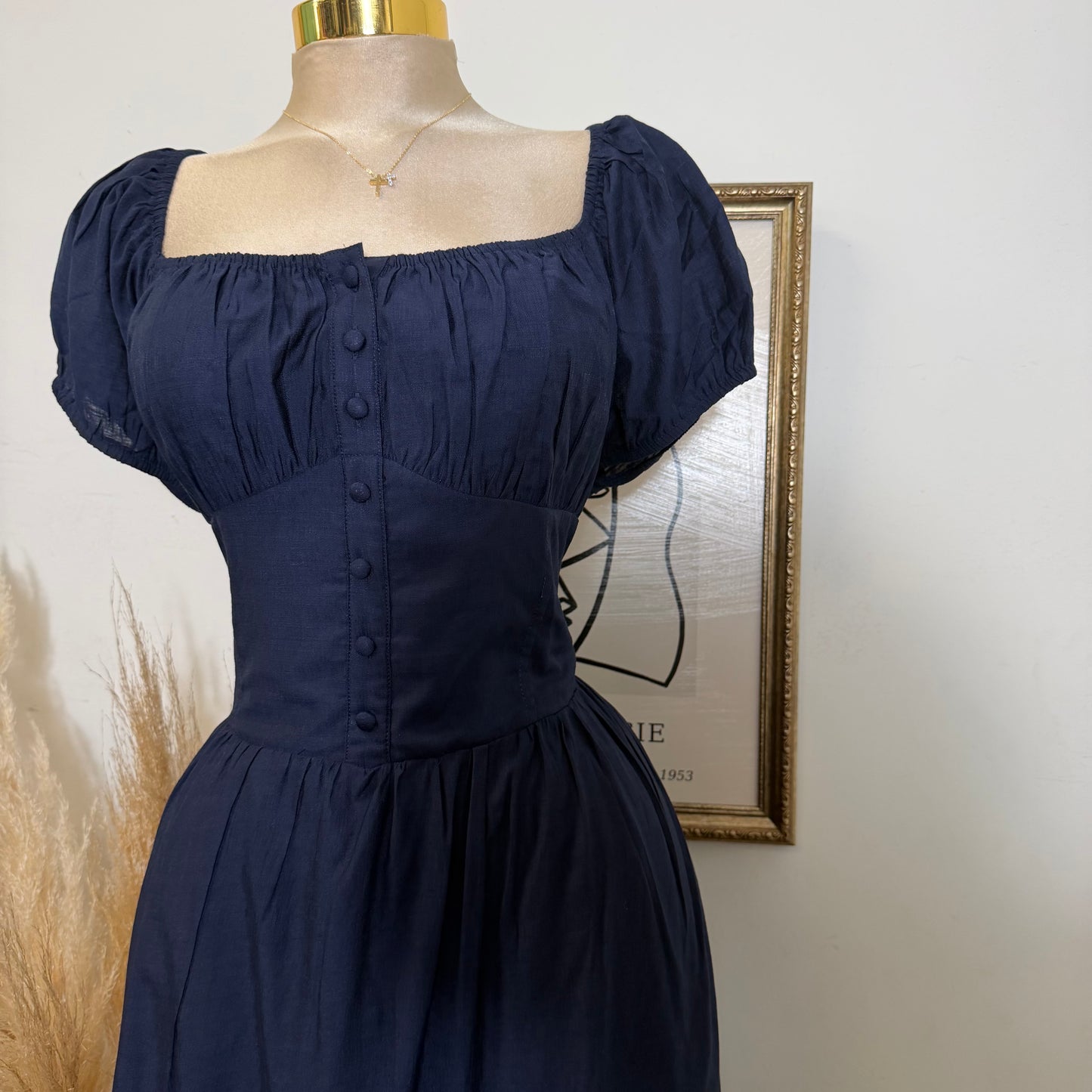 Corset Maxi Dress-Navy