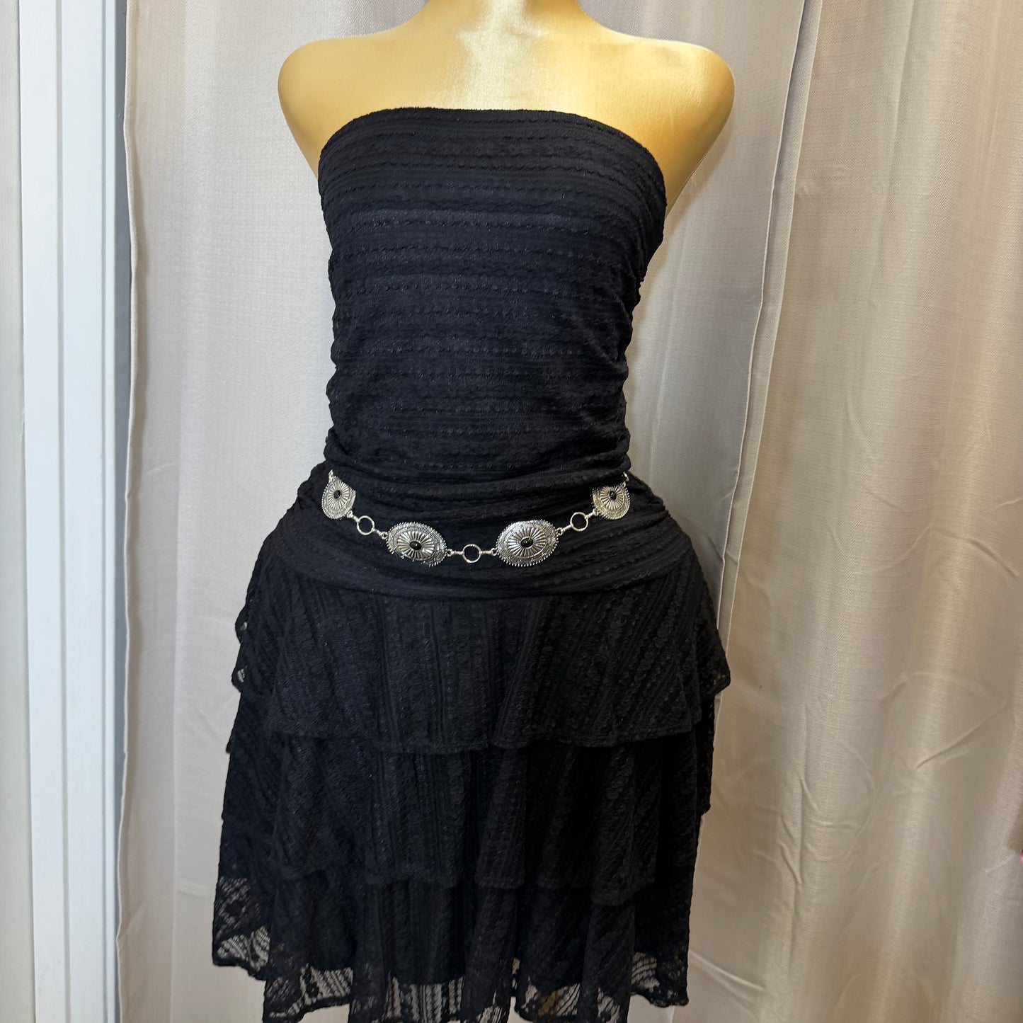 PL-Ruffle Tube Dress-Black