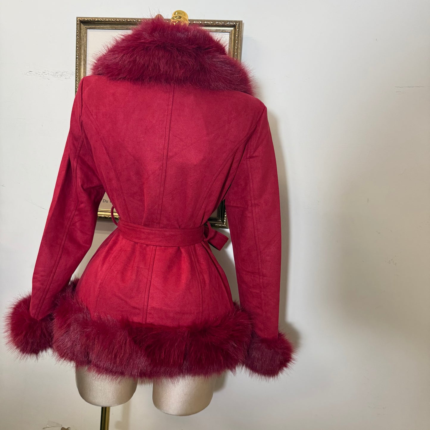 Dynasty Luxe Fur-Trimmed Coat Red