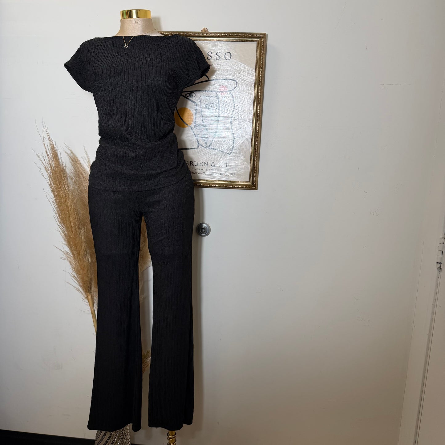 Timira Short Sleeve Pant set -Black