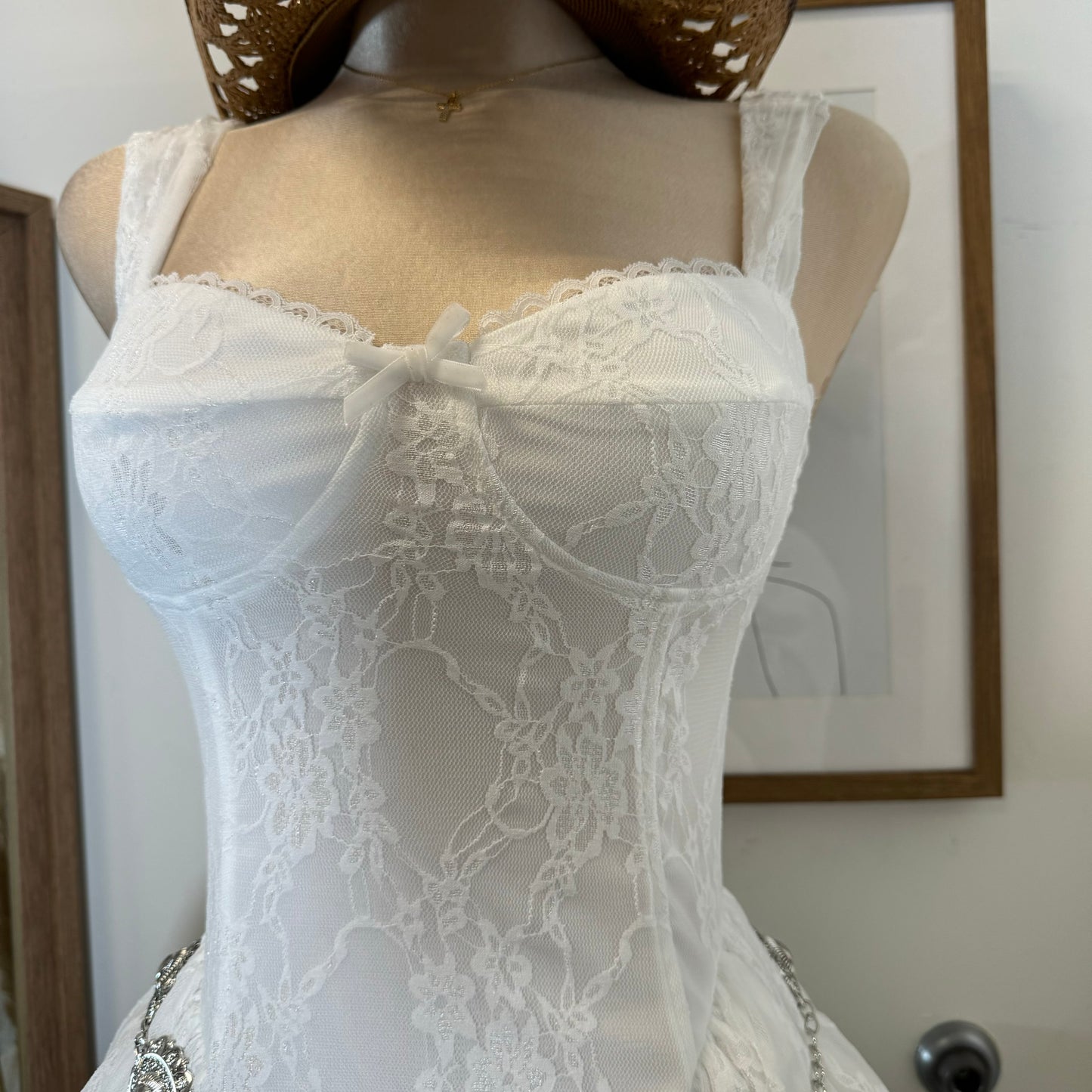 Miriam Lace Mini Dress-White
