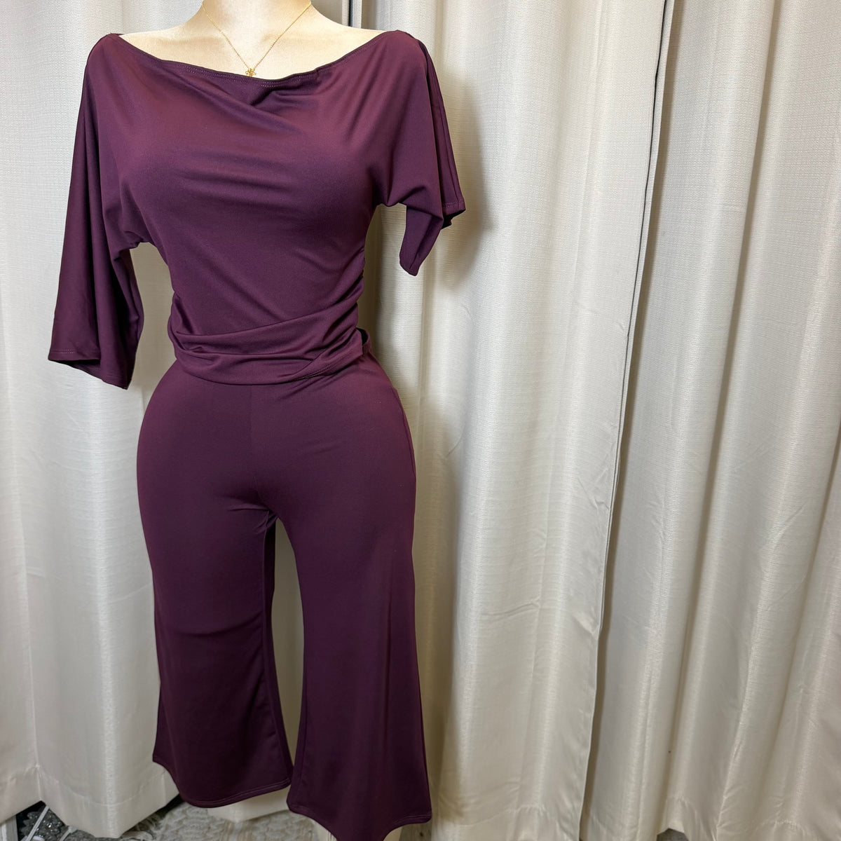 Crop Top Capri set- Plum