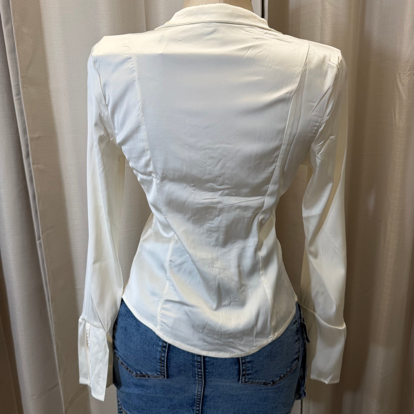 Collared Neckline Lace-Up front Closure-Ivory
