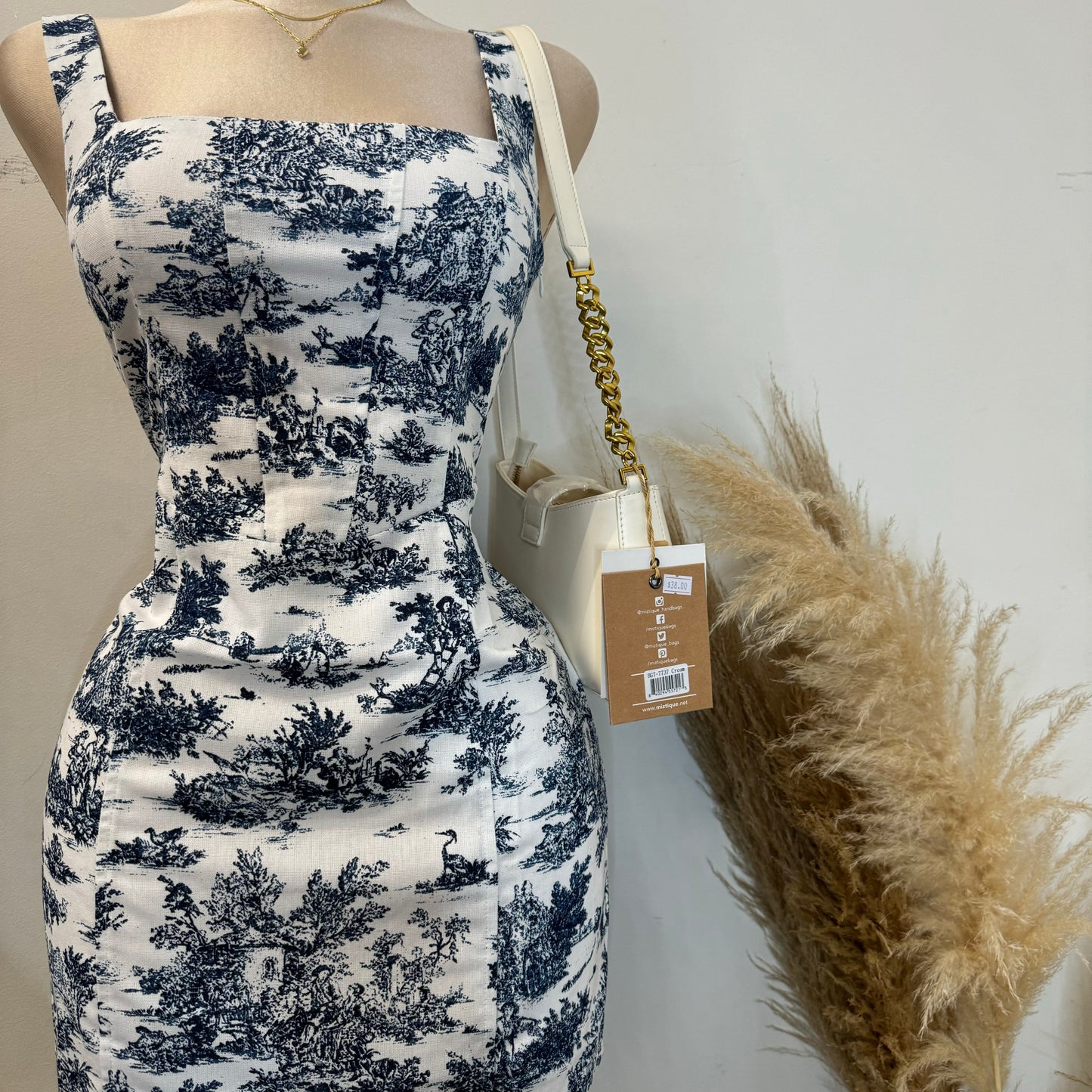 Hayden Corset Dress-Blue/White