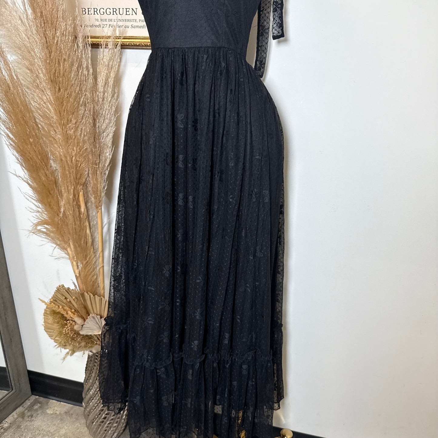 Bow Midi Dress-Black