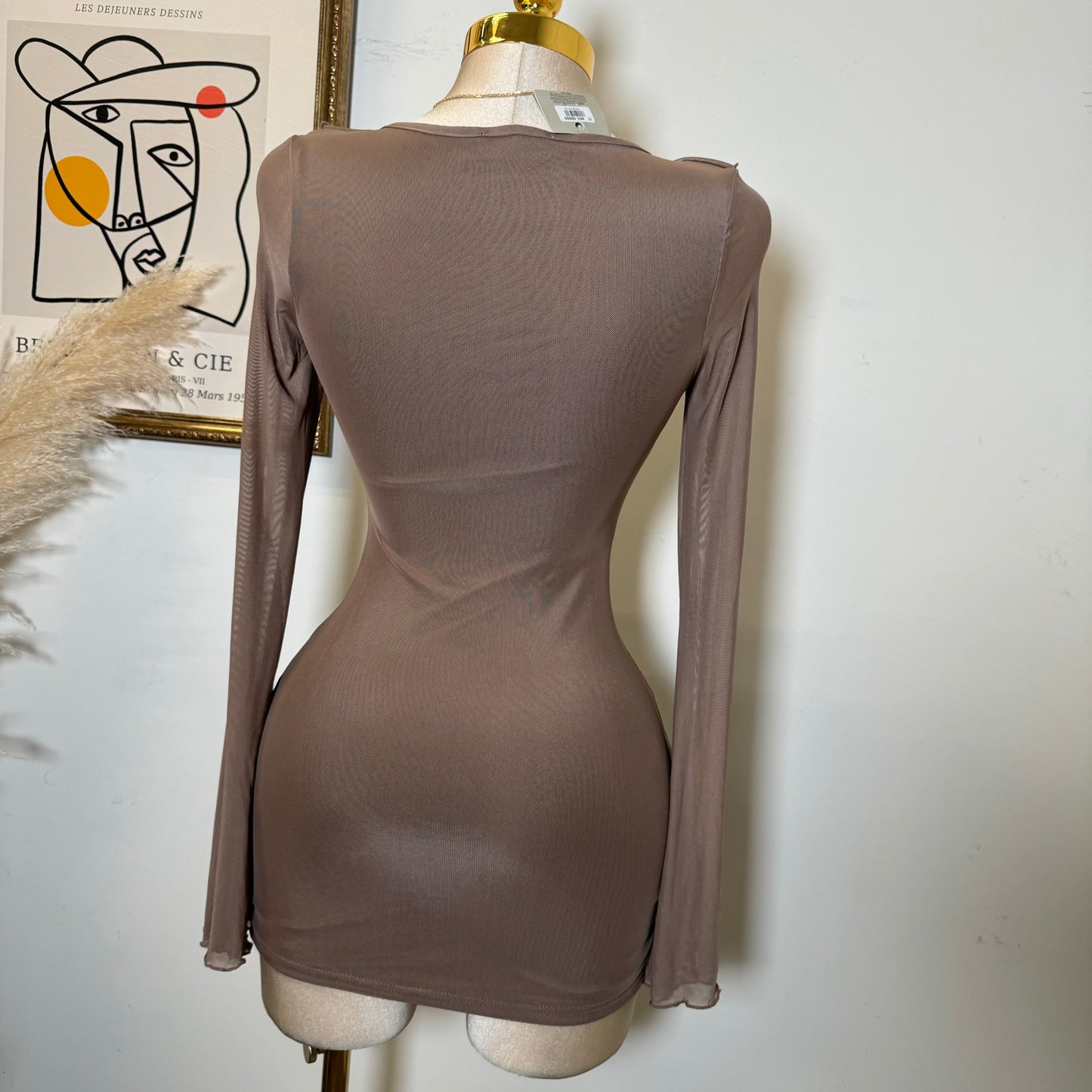 Sexy self tie Mini Dress-Brown