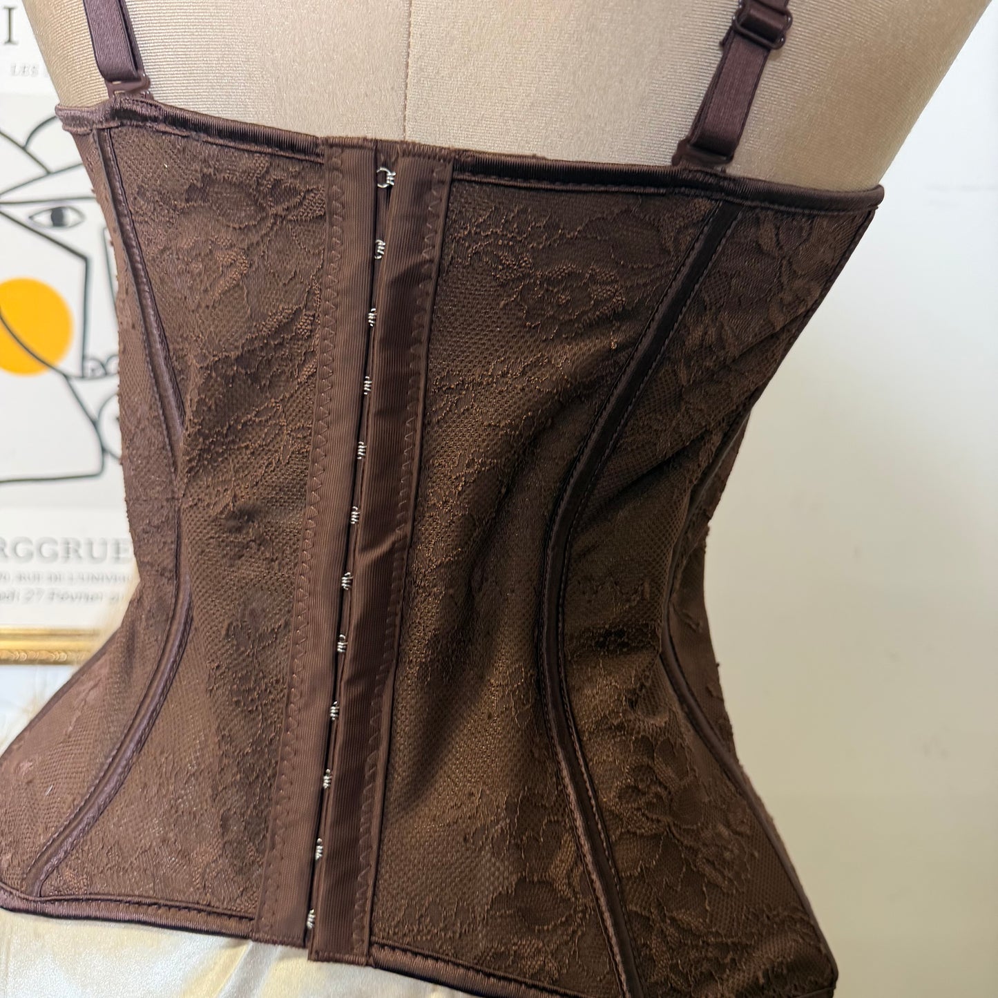 Lace Simple Corset-Brown