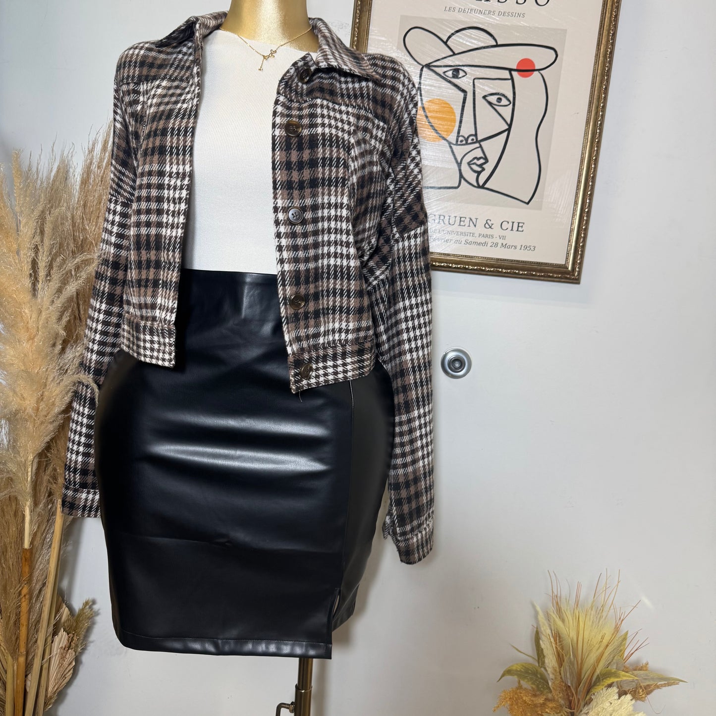 Faux Leather Mini Skirt-Black