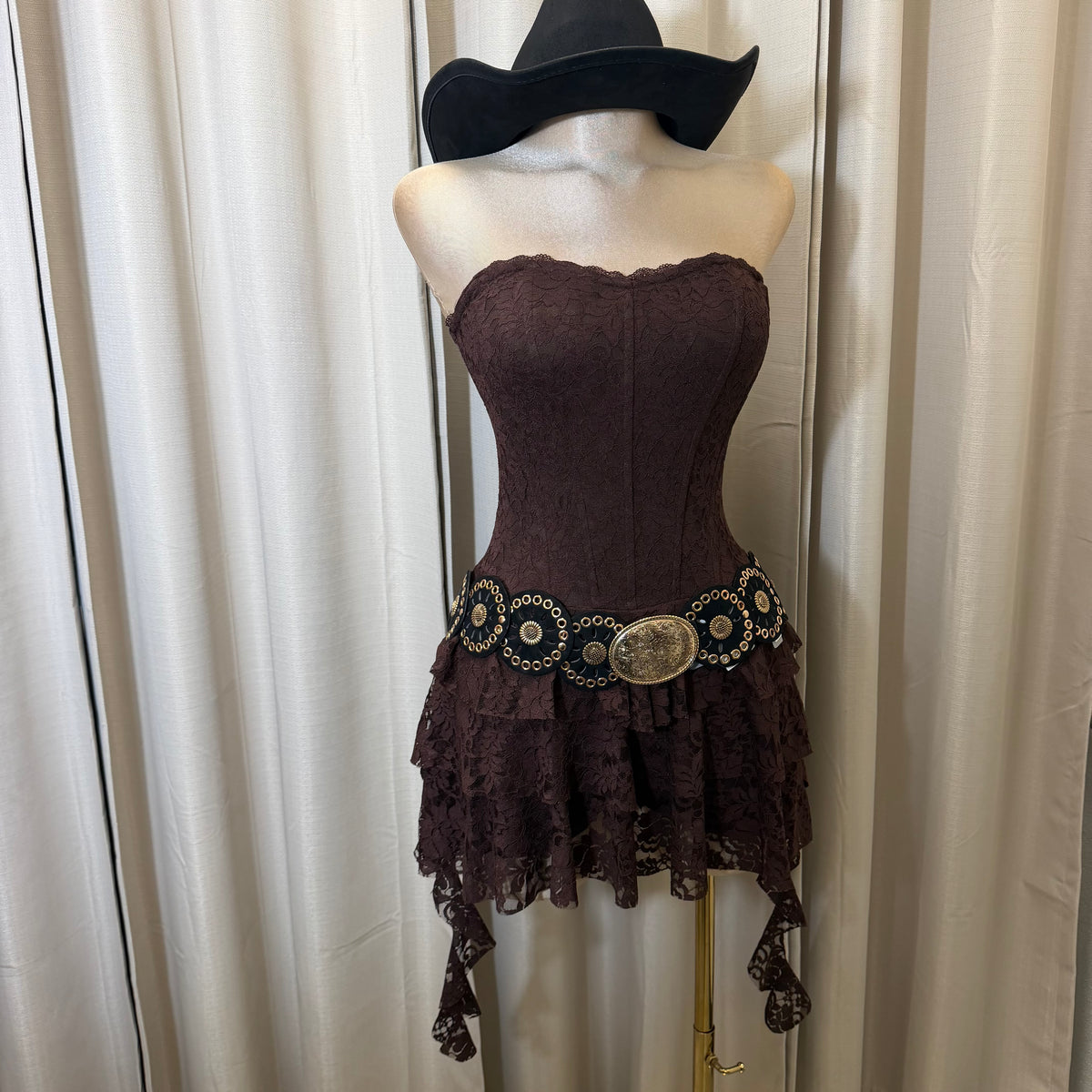 Corset Lace detail Romper-Brown