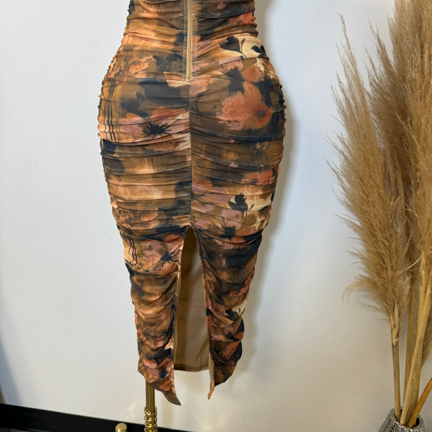 Azary Midi Dress-Brown