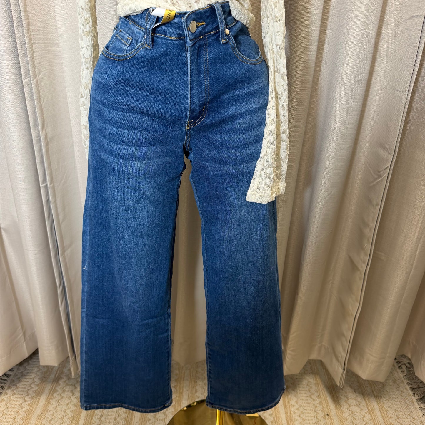 Wide leg  High waisted pants- Blue