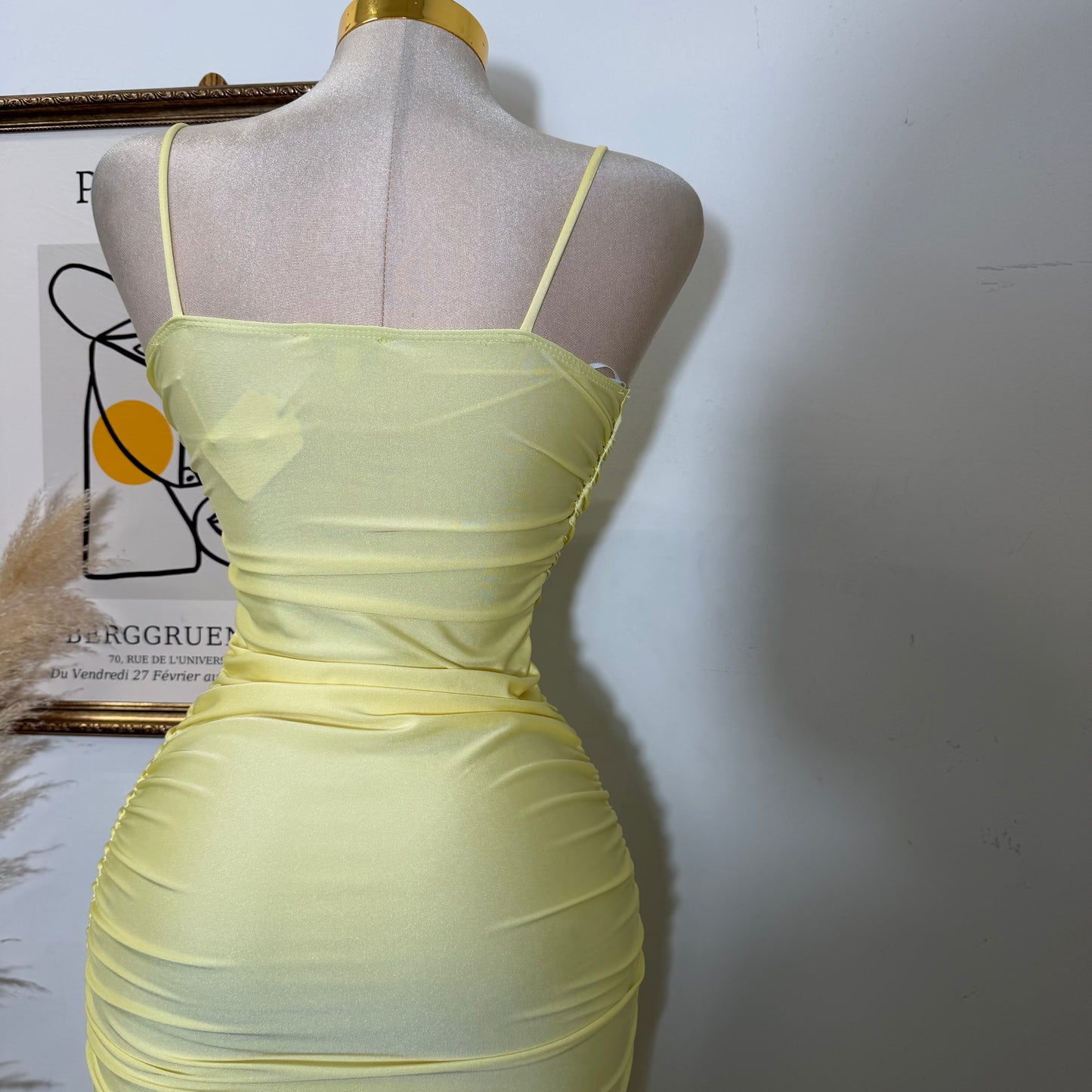 Ruched Slit Mermaid Maxi Dress-Yellow