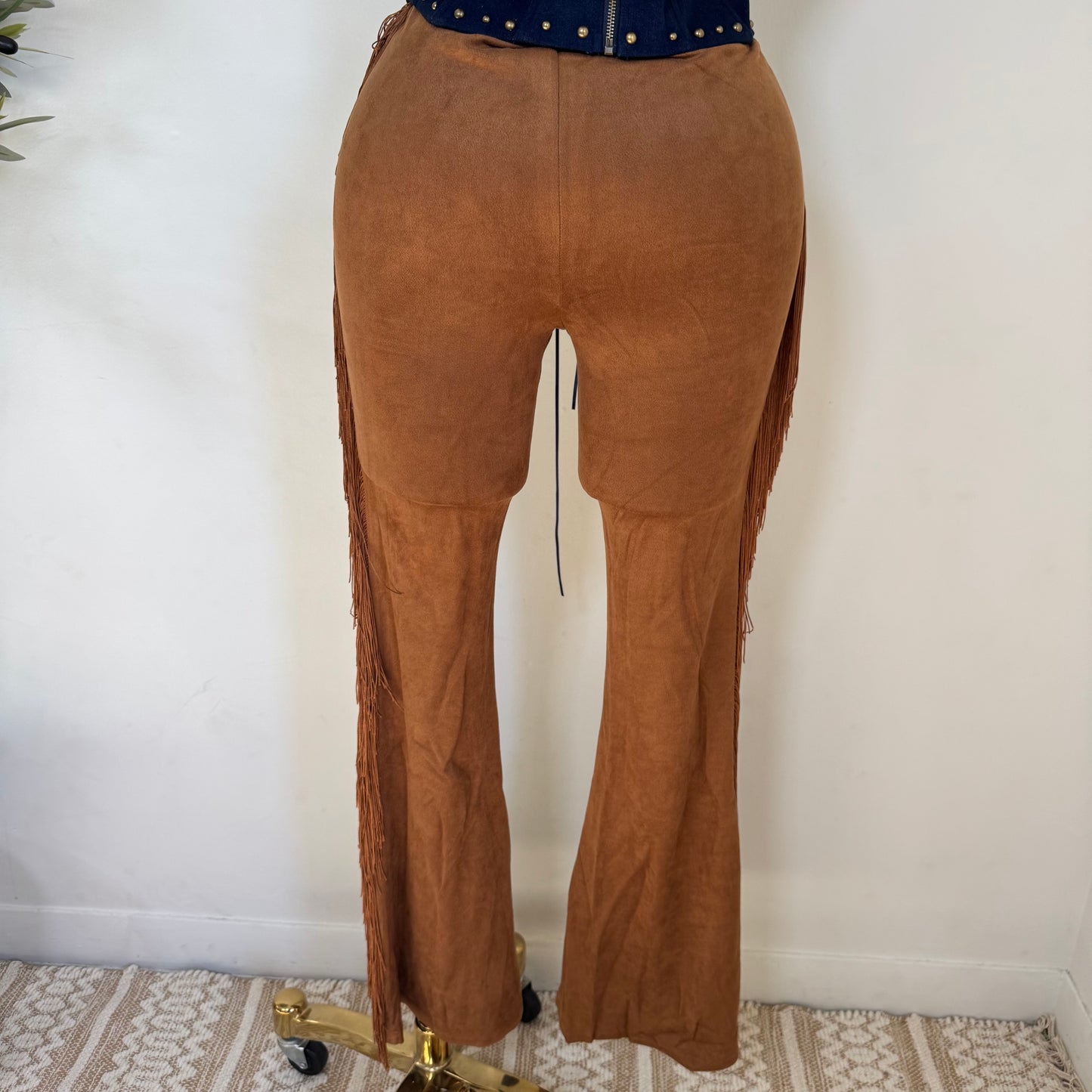 Fringe Pants-Camel