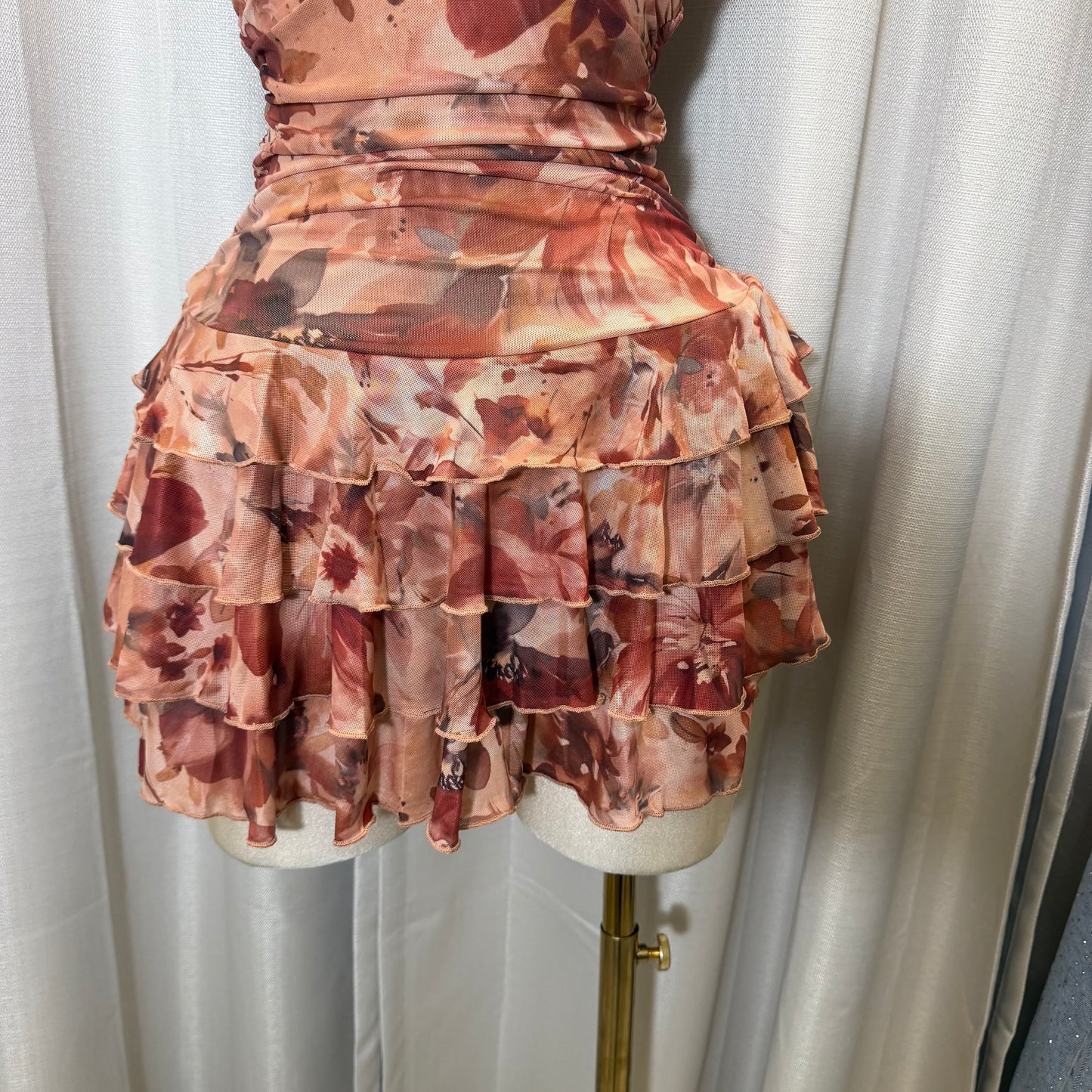 Halter flower Flare Dress- Orange