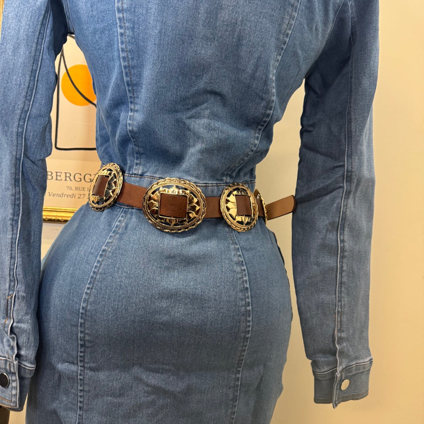 Denim Button Long Dress-Medium Wash