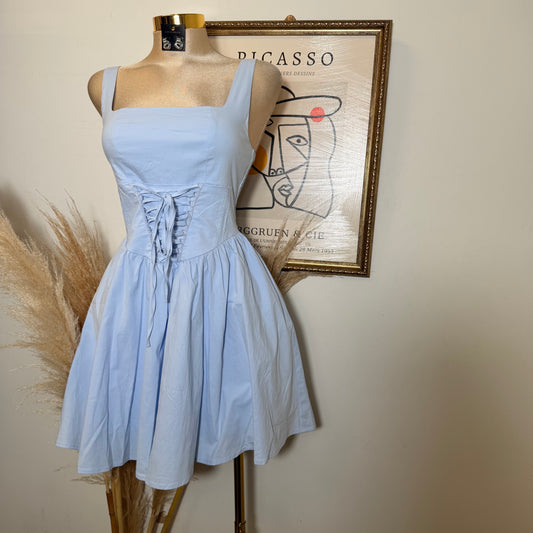 Corset Midi Dress-Blue