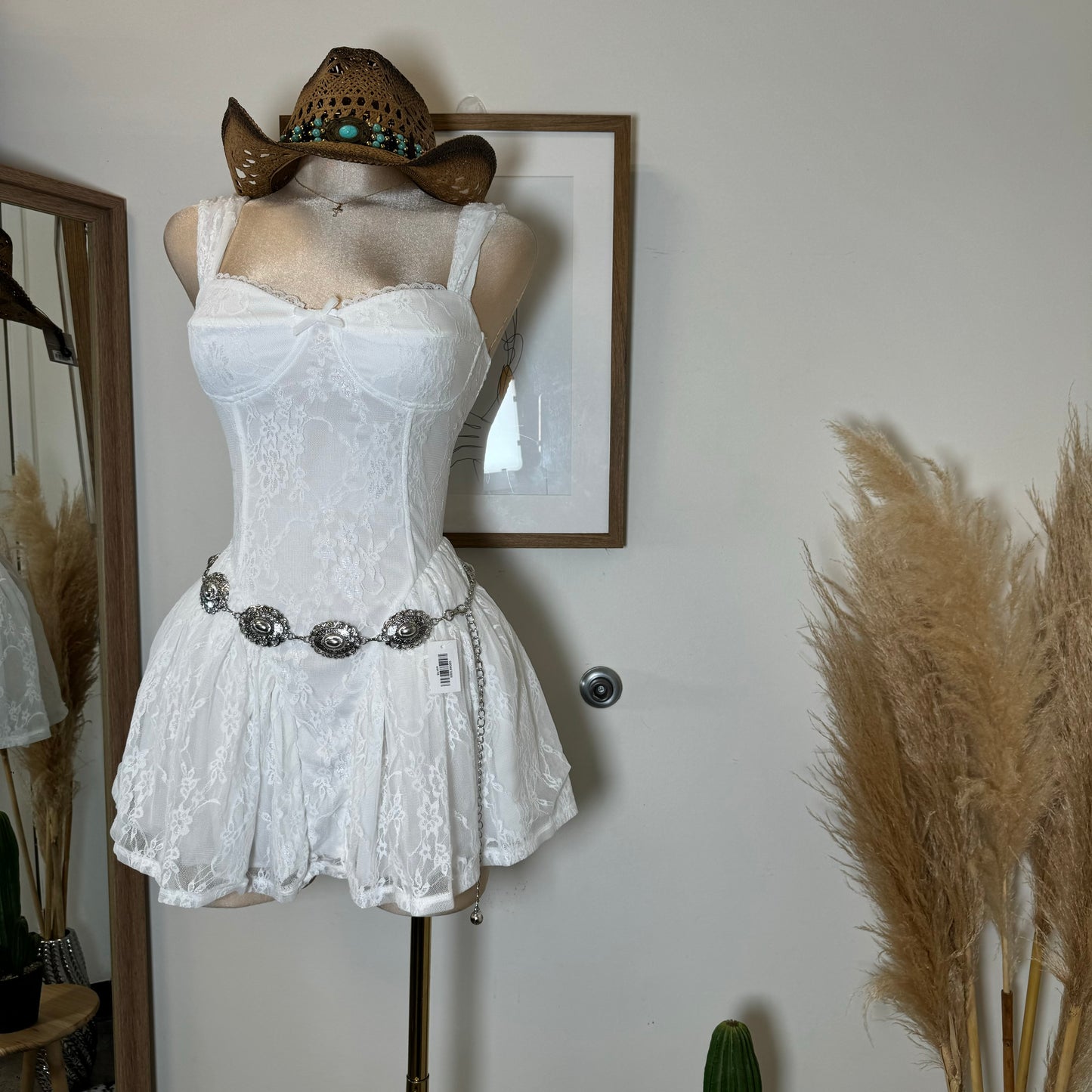 Miriam Lace Mini Dress-White