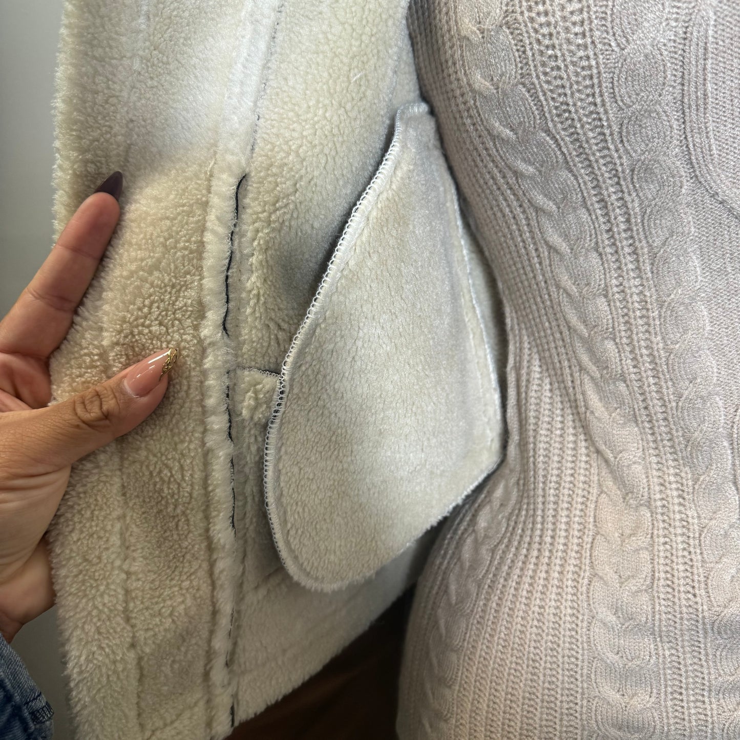 Sherpa Fur Lined PU Jacket-Brown