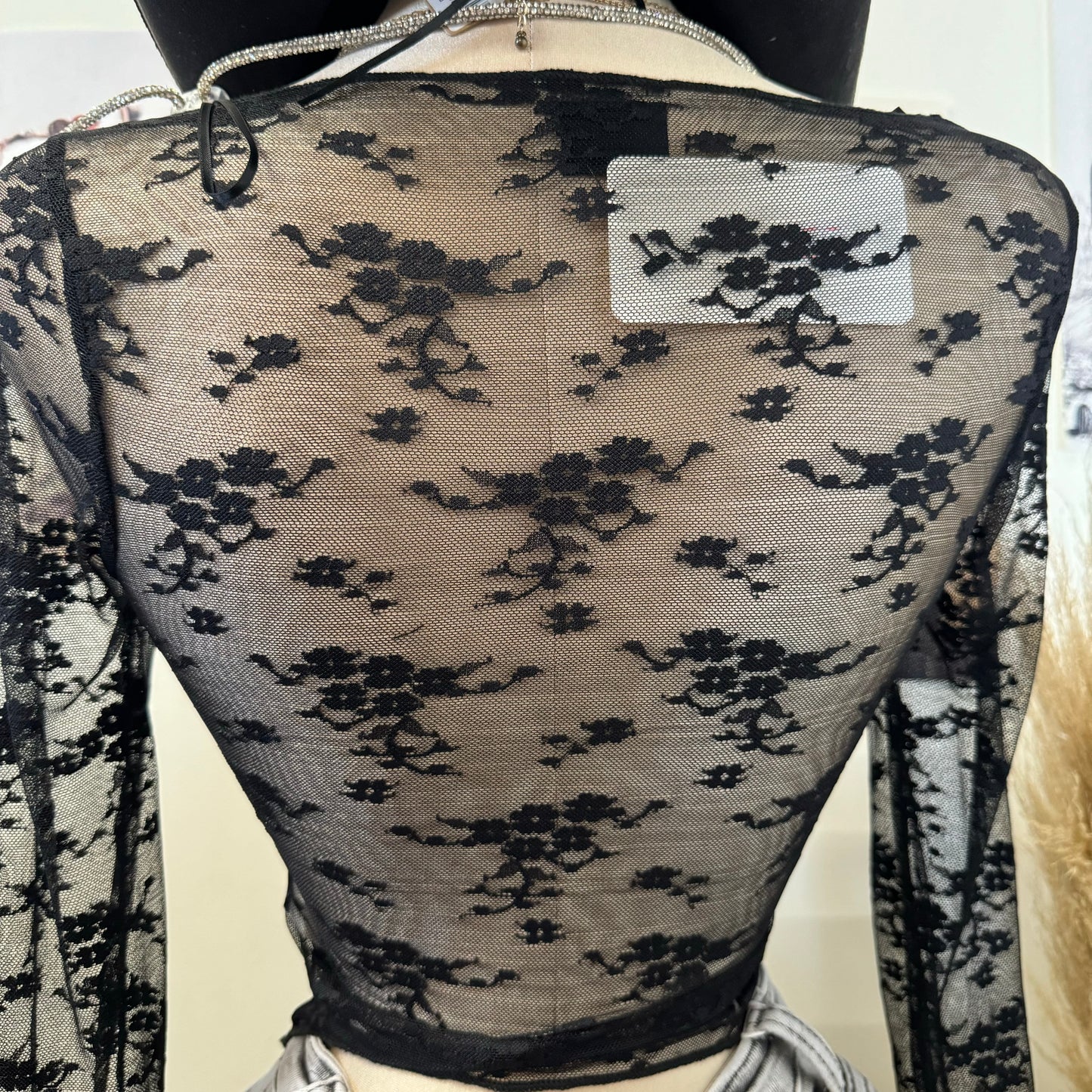 Lace Asymmetric Top-Black