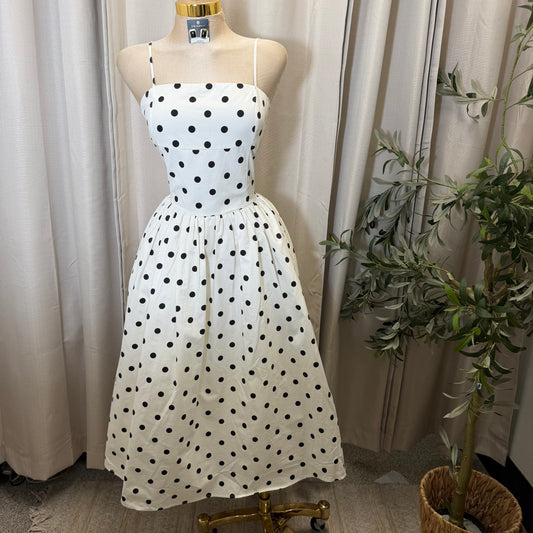 Polka Dot Corset Dress-White/Black