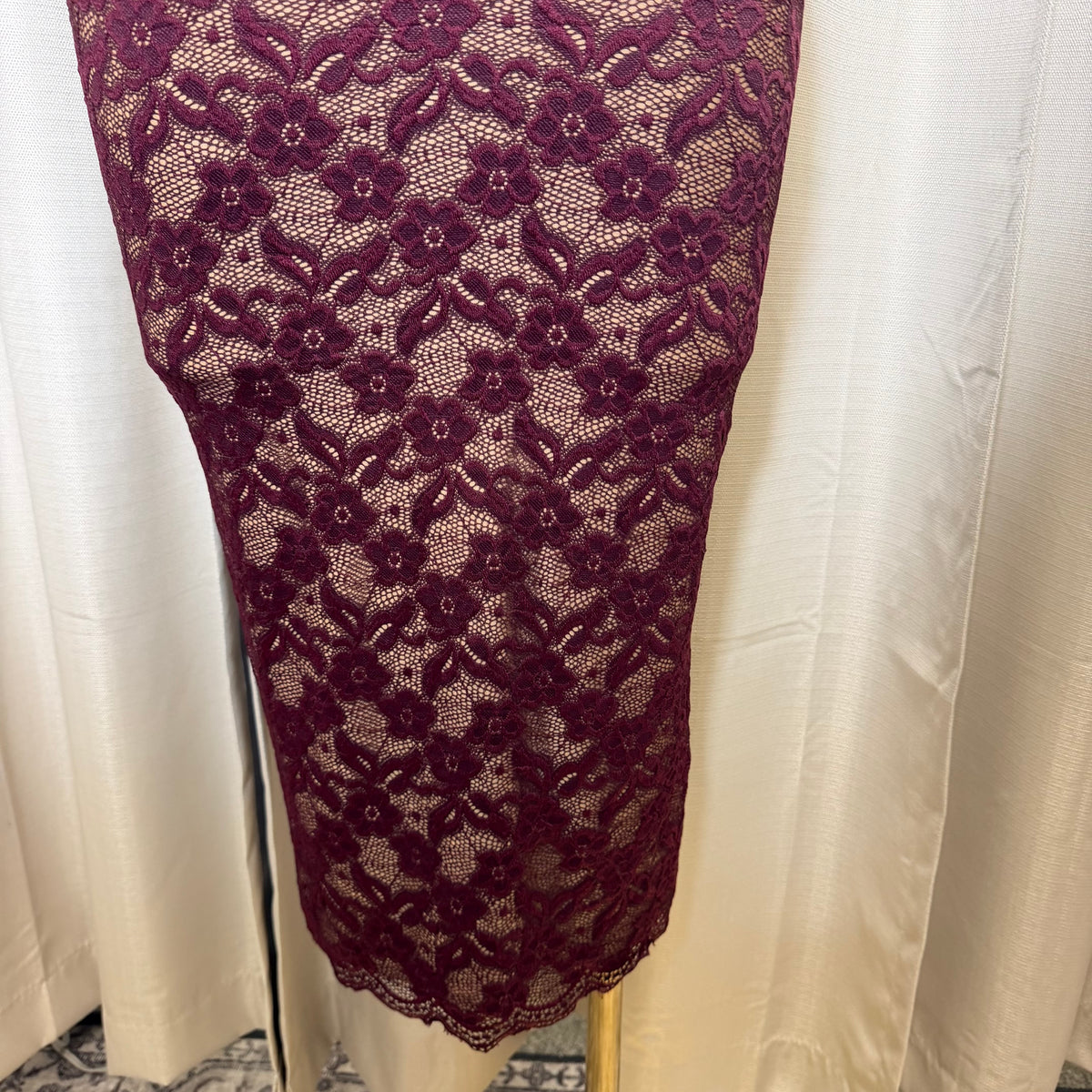 Floral Lace Halter Neck Backless Midi Dress-Eggplant/Plum/Burgundy