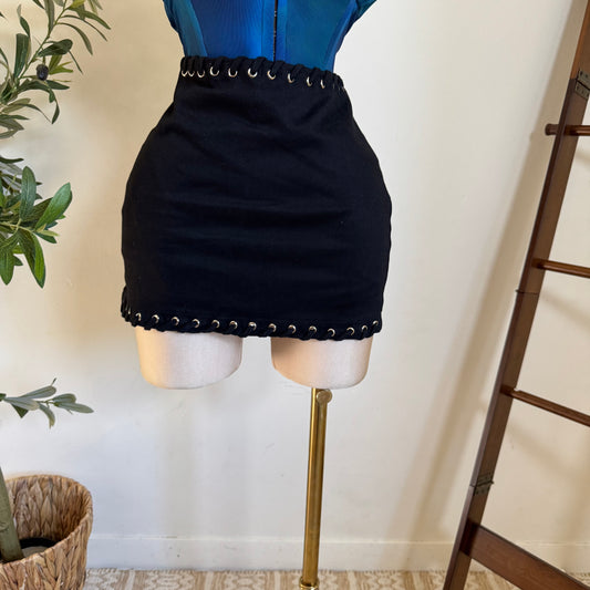 Lace up Skirt-Black
