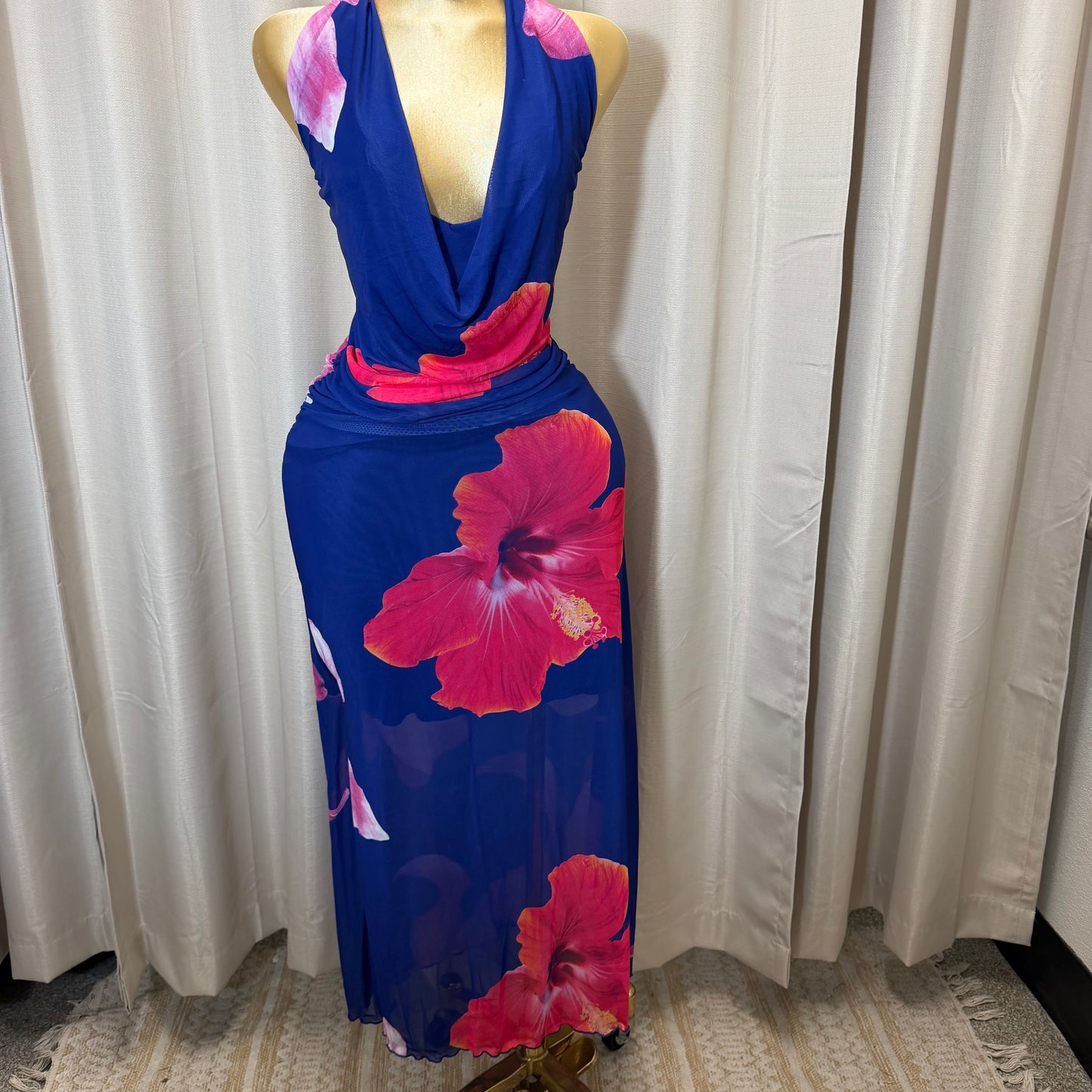 PL-Halter Long Dress-Blue