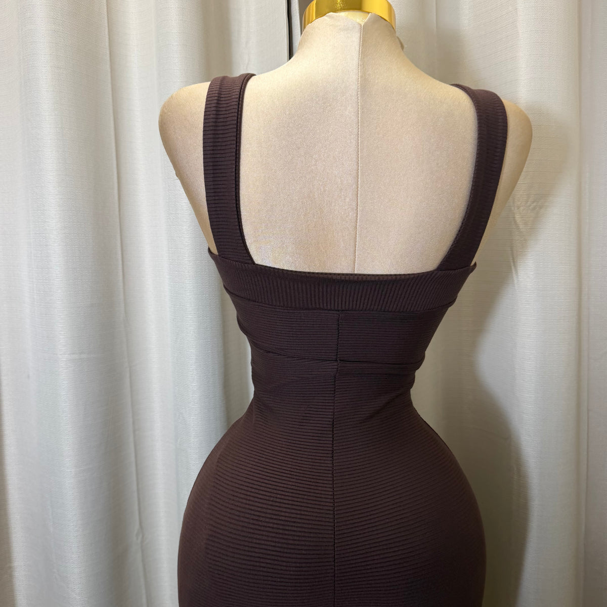 Ribbed Capri Jumpsuit-Brown