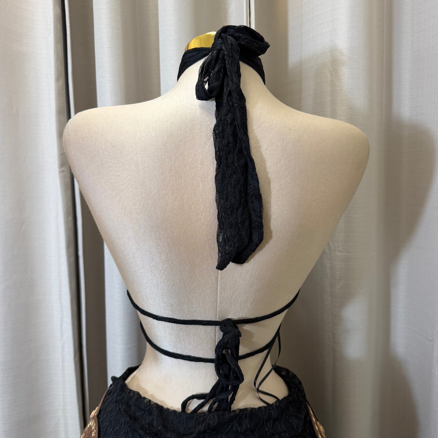 Halter Lace Maxi skirt Set-Black