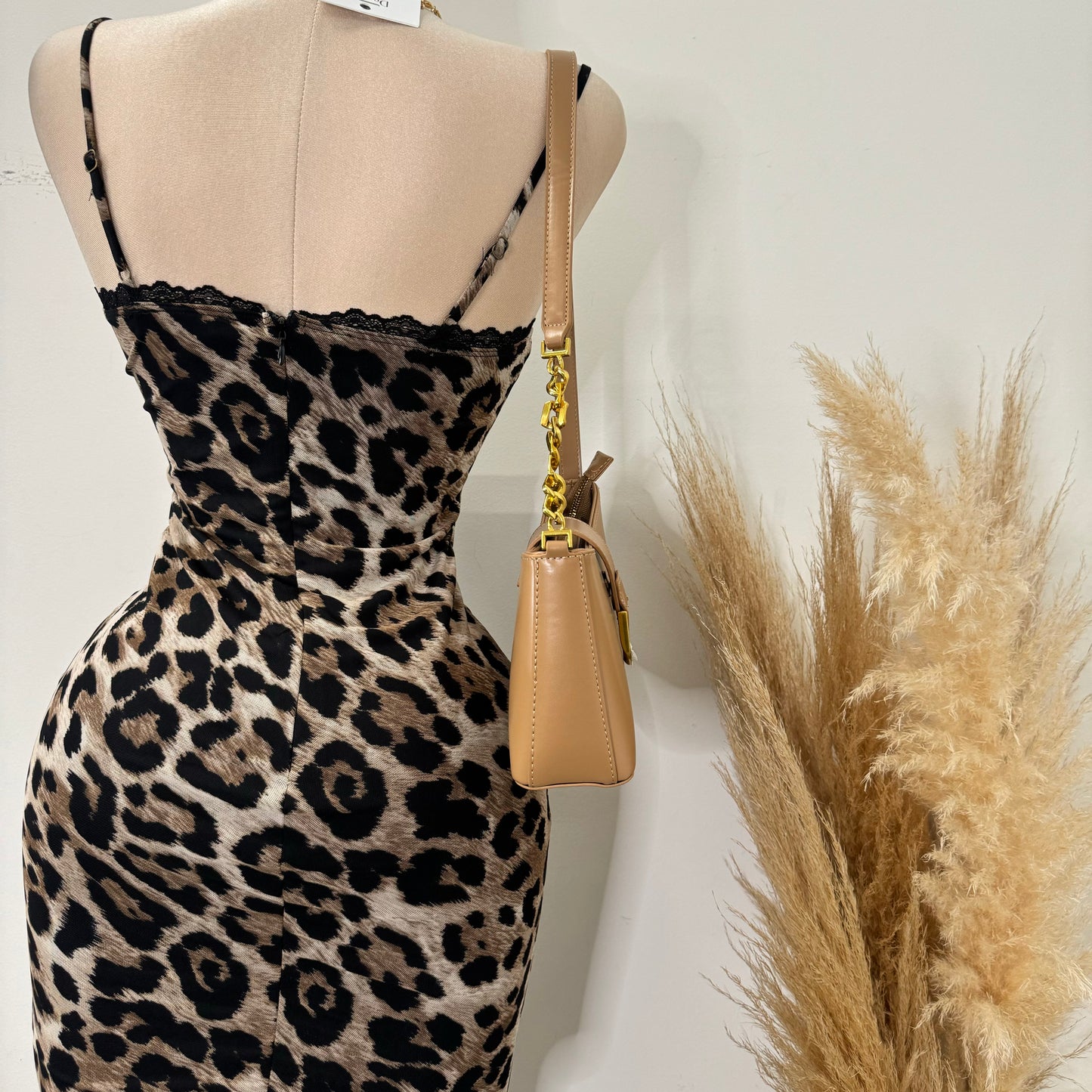 Mesh  Animal Printed Maxi Dress-Brown/Black