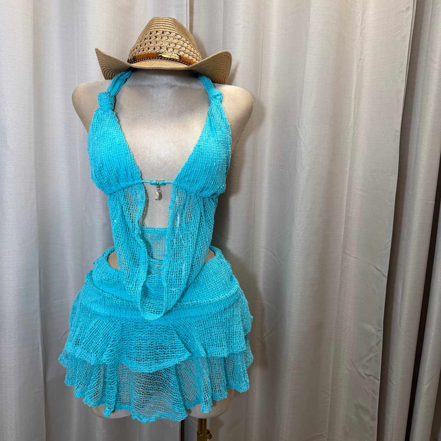 G halter Top and mini skirt-Turquoise
