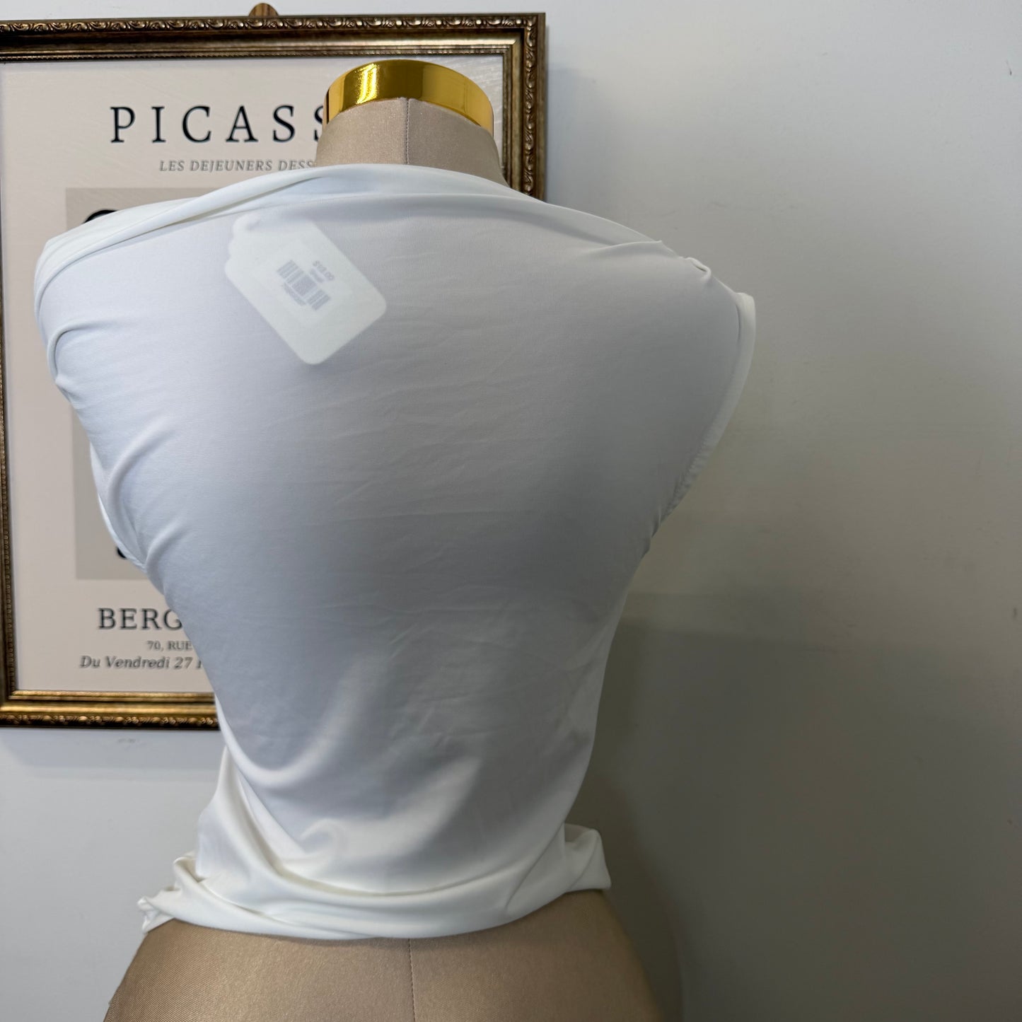 One shoulder Draped Top-WHITE