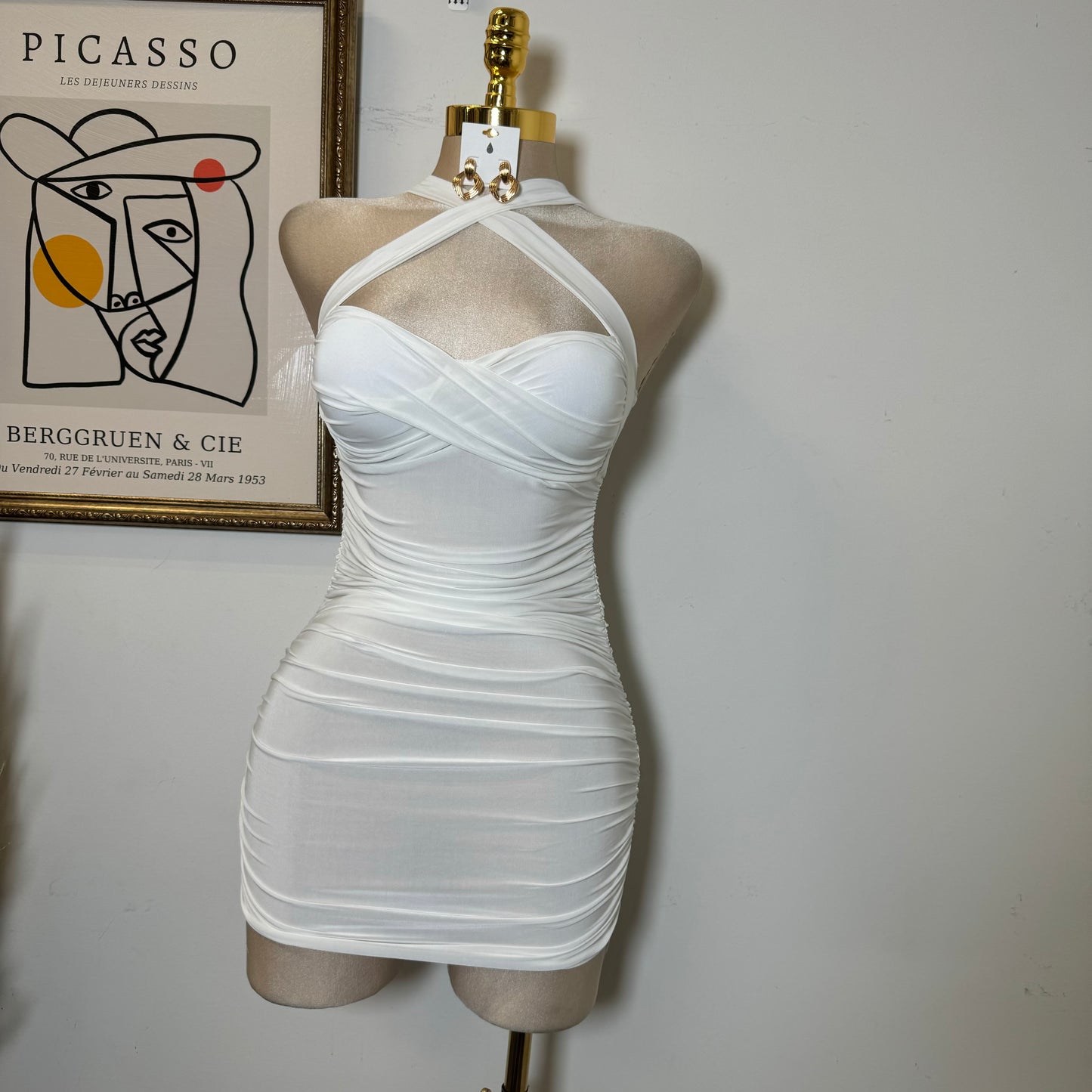 X Silky Mini Dress-White