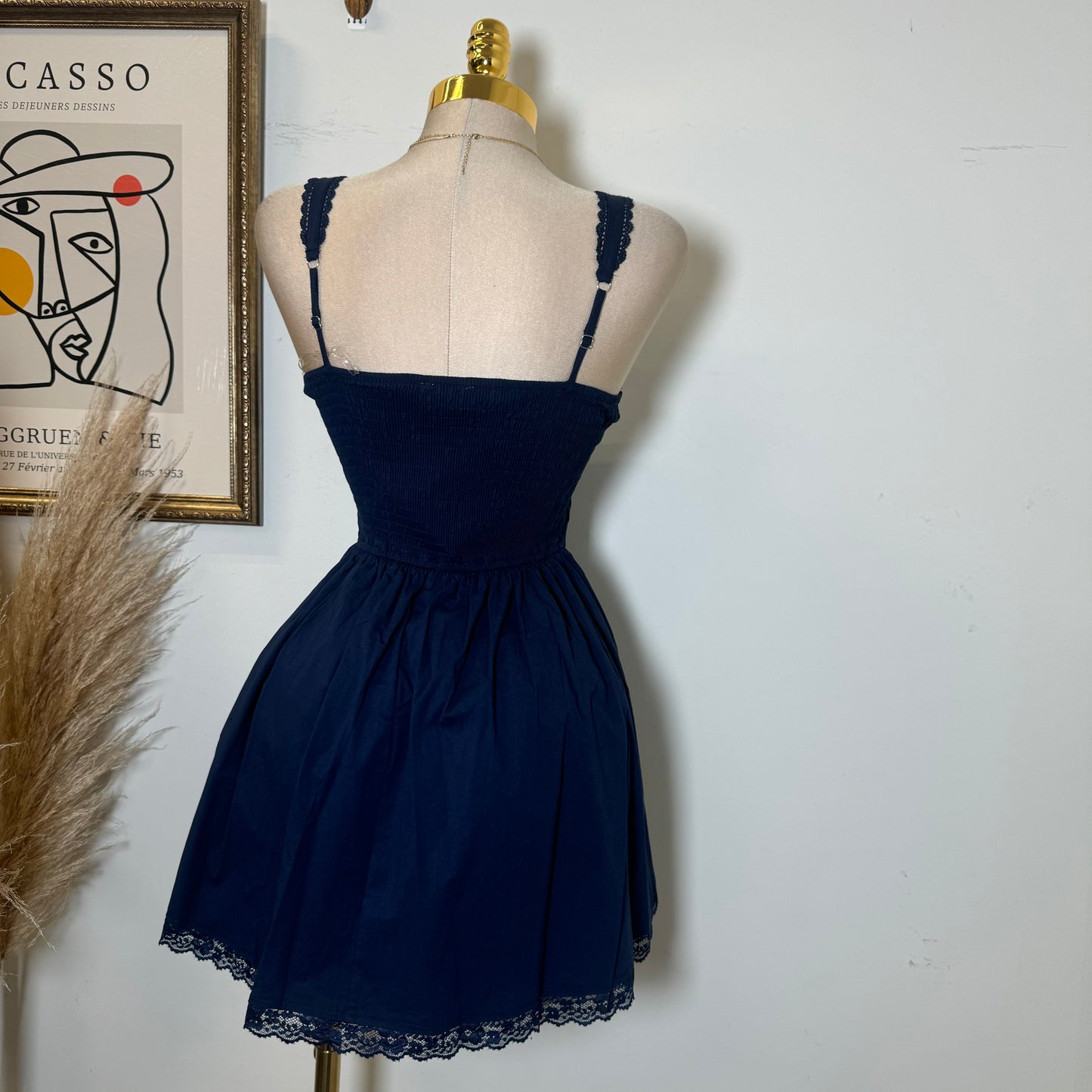 Picnic Corset Mini Dress-Navy