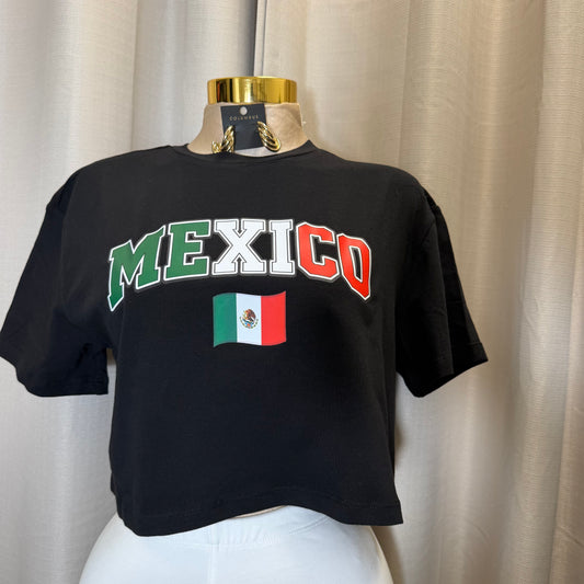 Oversized Mexico crop Top-Black